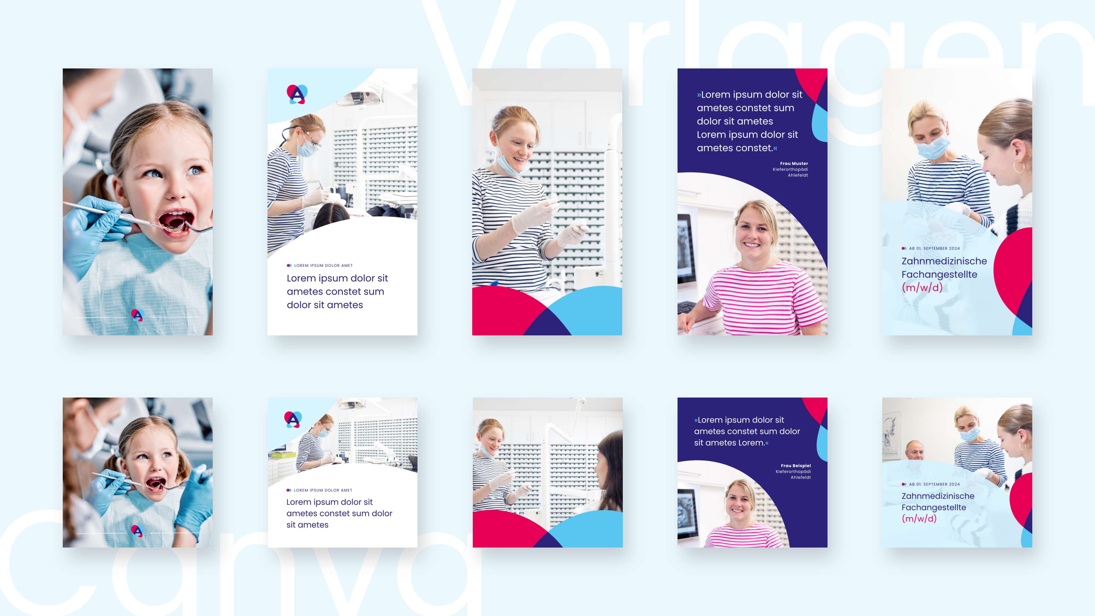 Verschiedene beispielhafte Ansichten der mobilen Version der Praxiswebsite