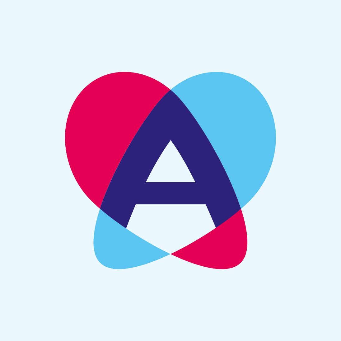 Logo der Praxis, ein großes A in einer zahnförmigen bunten Form