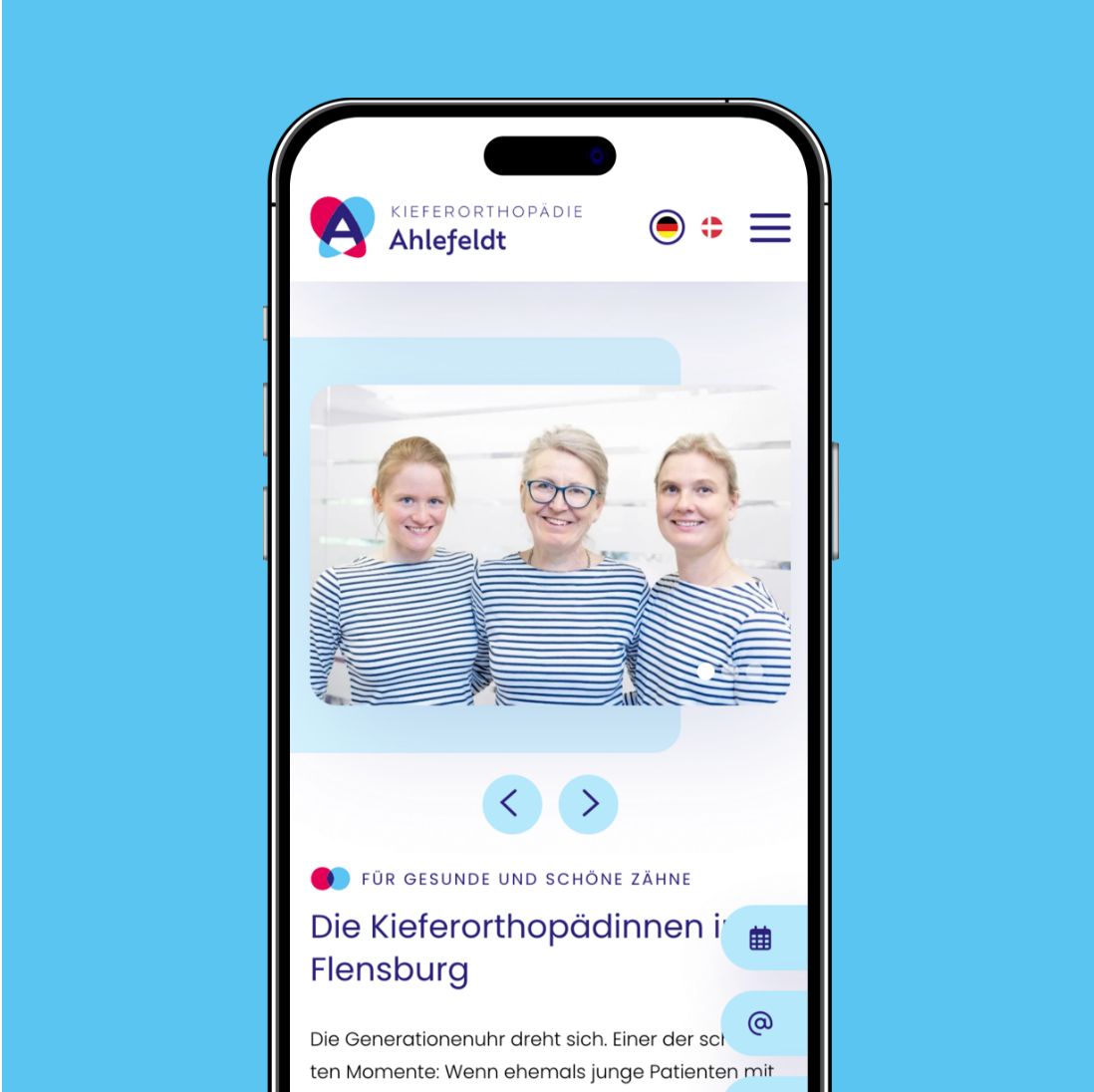 Smartphone mit der Website der Praxis