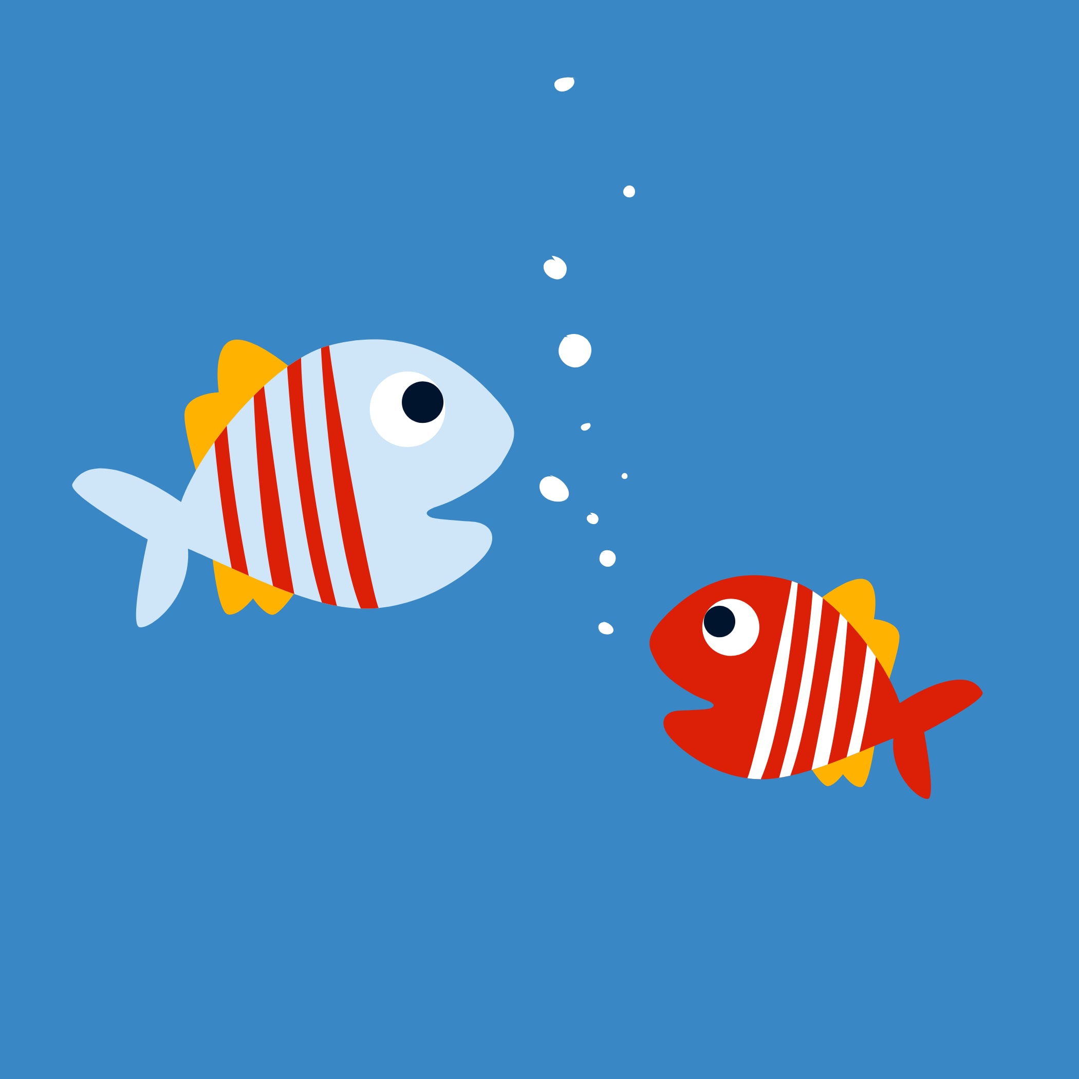 Zwei illustrierte Fische unter Wasser