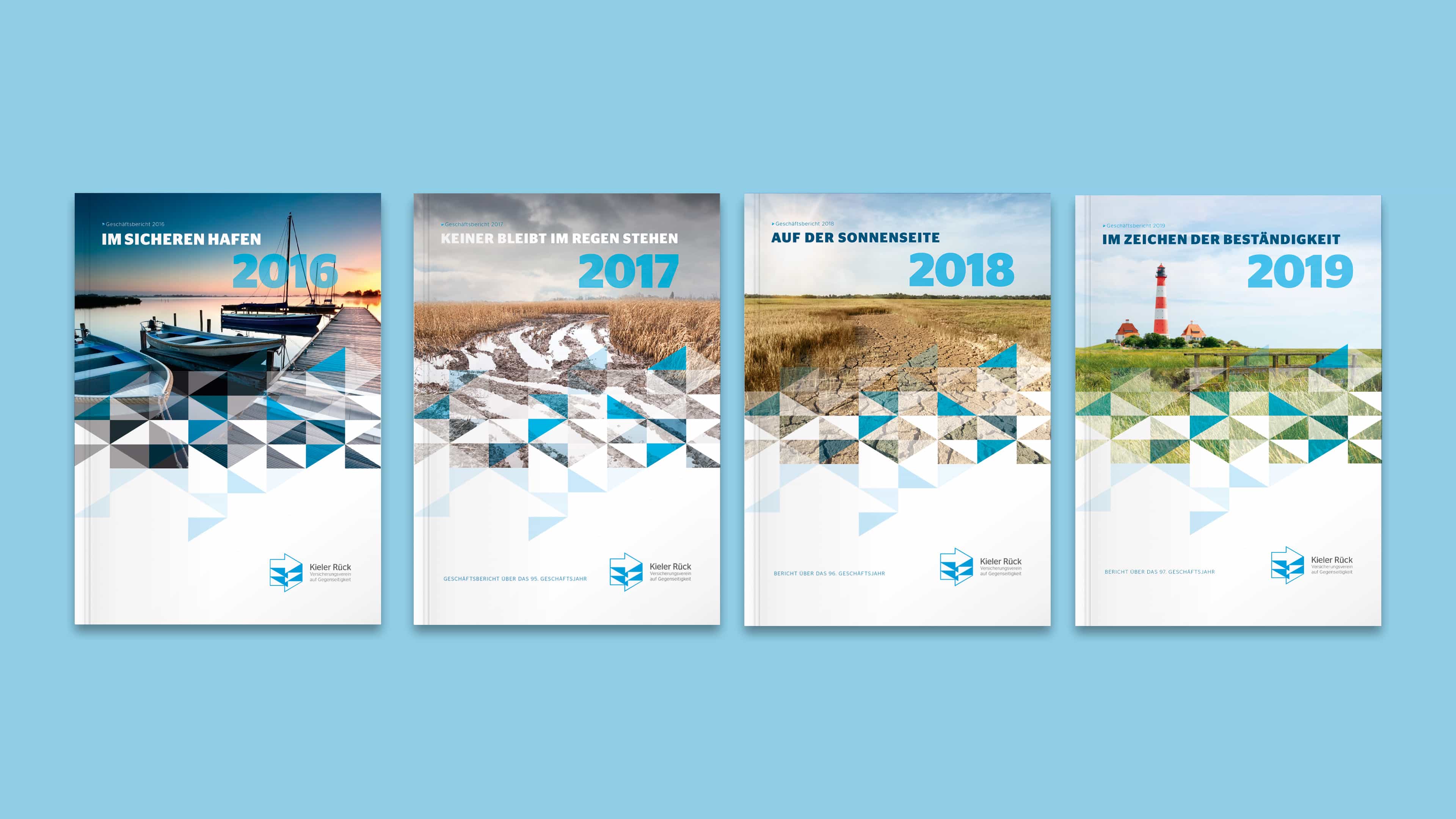 Vier Geschäftsberichte von Kieler Rück