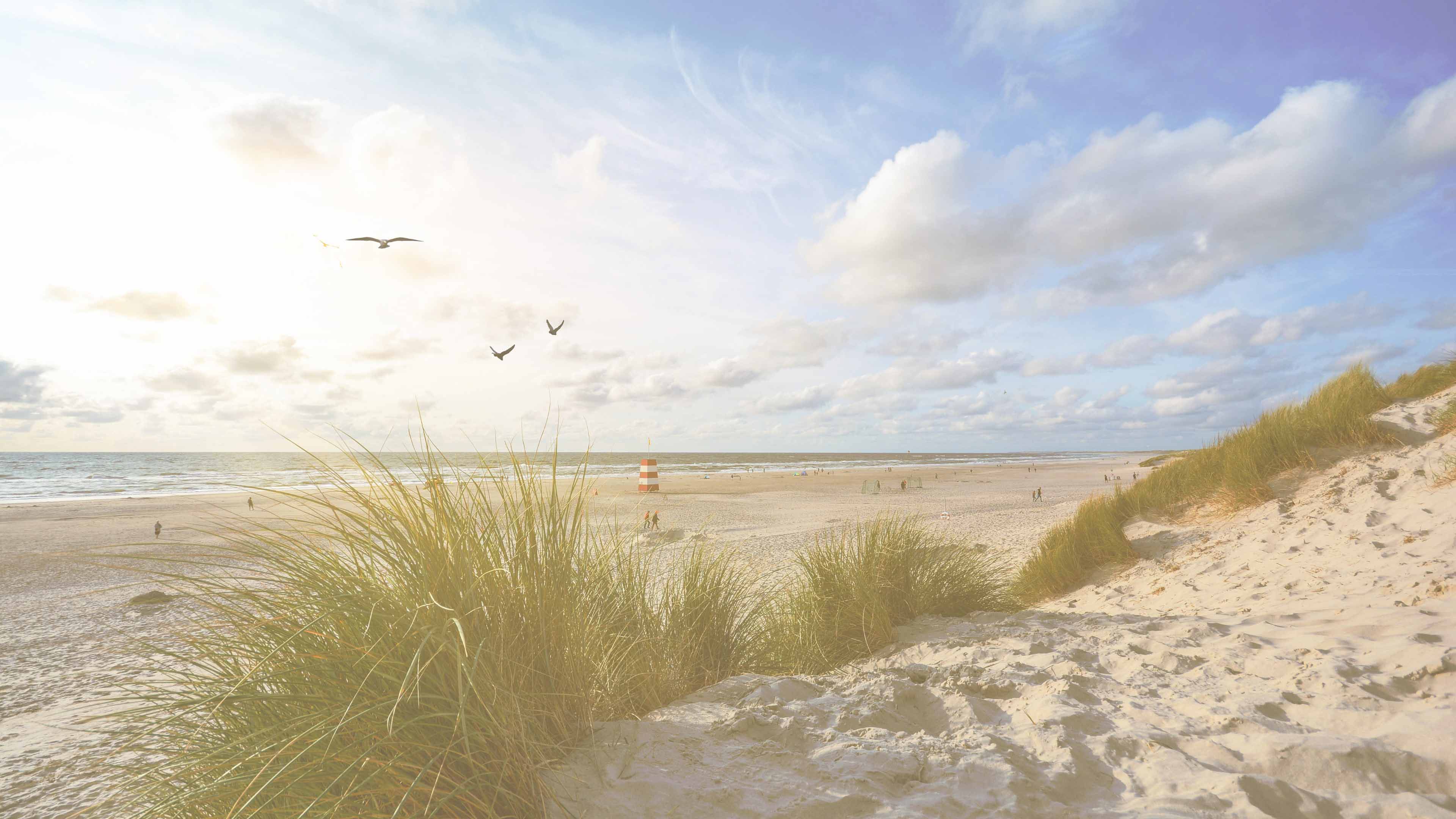 Blick auf einem weiten Strand bei gutem Wetter
