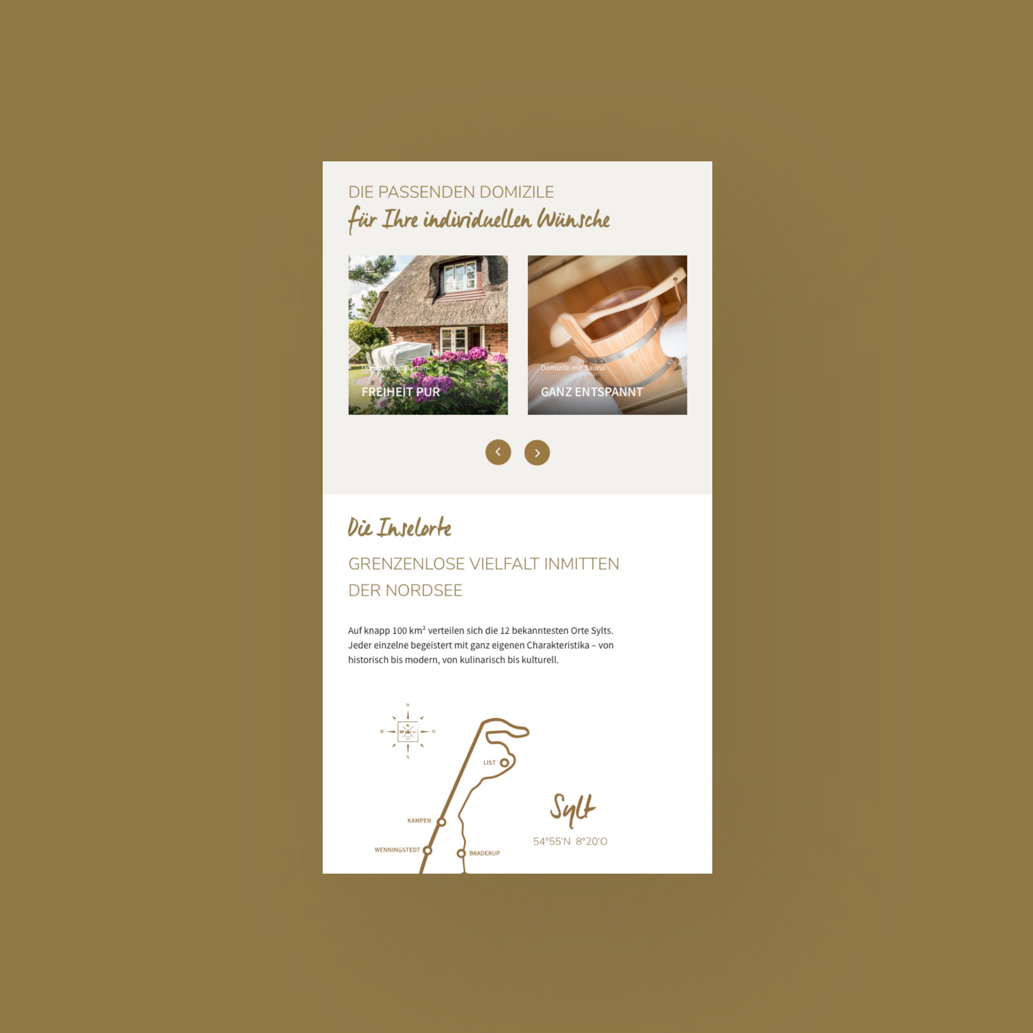 Koenig Sylt Unterseite in mobiler Ansicht mit zwei Bildern