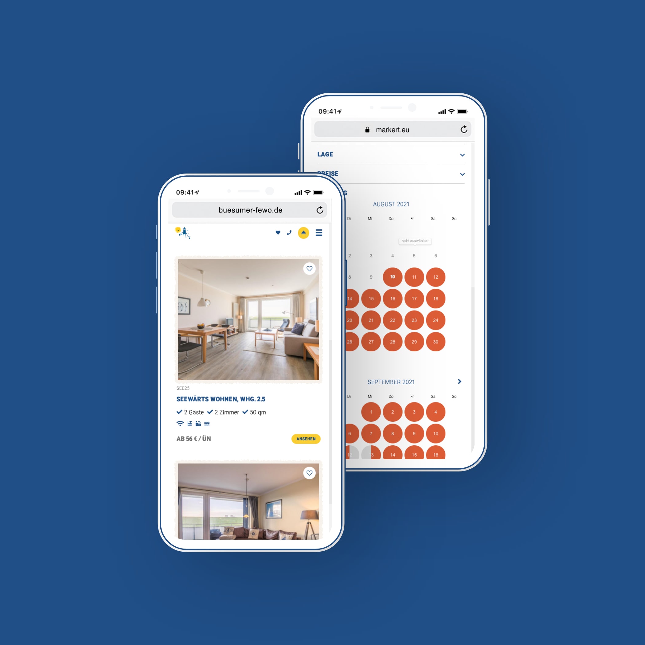 Ferienwohnungen von Lilo Sattler in Smartphone Ansicht