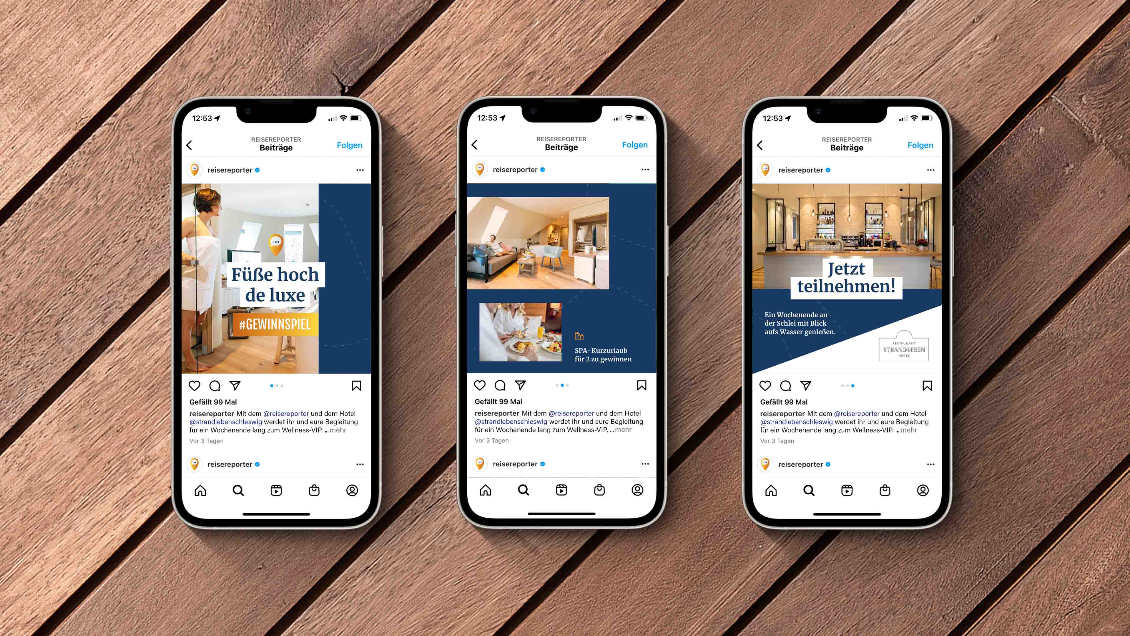 hochzwei_reisereporter_slider_02.jpg Zwei Smartphones zeigen Instagram-Posts von reisereporter.de