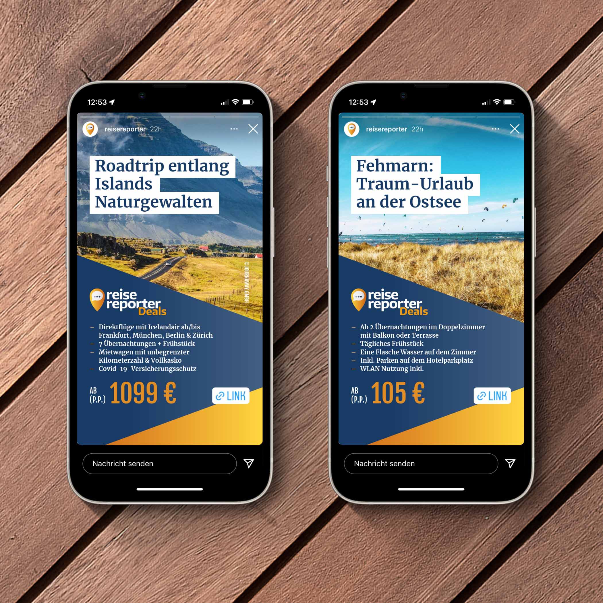 hochzwei_reisereporter_teaser_04.jpg Zwei Smartphones zeigen reisereporter-Stories