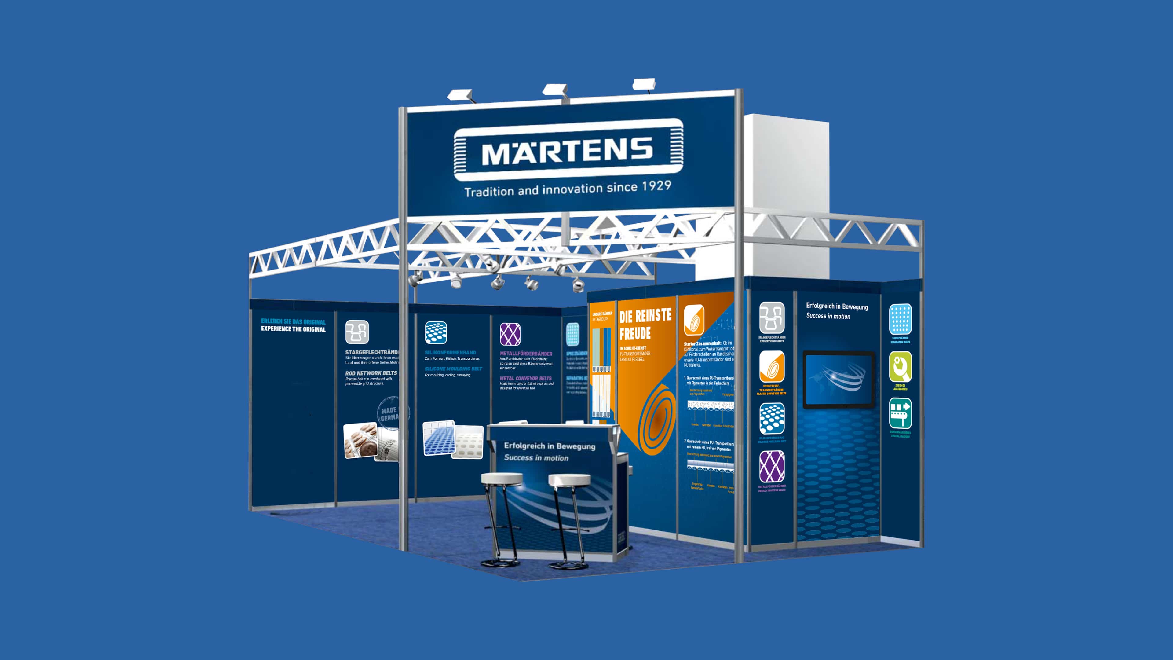 Blauer Märtens Messestand