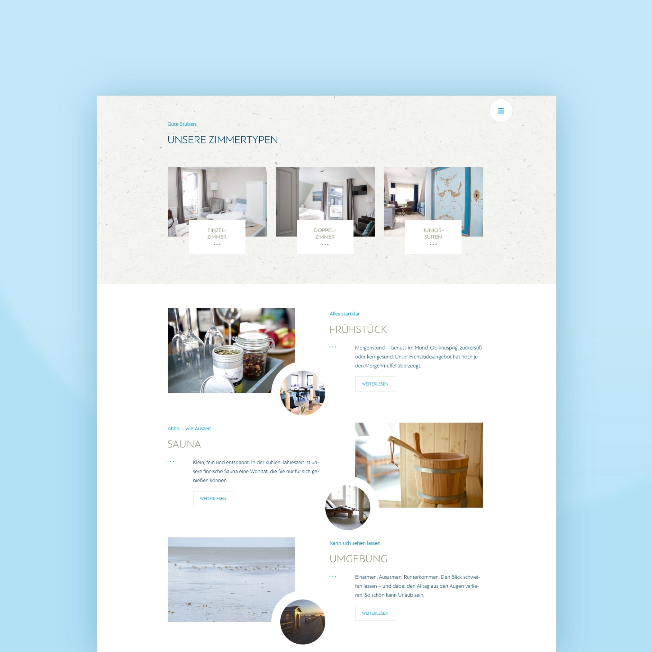 hochzwei_jess_teaser_07.jpg Unterseite mit einer Übersicht der Angebote die Jess am Meer anbietet