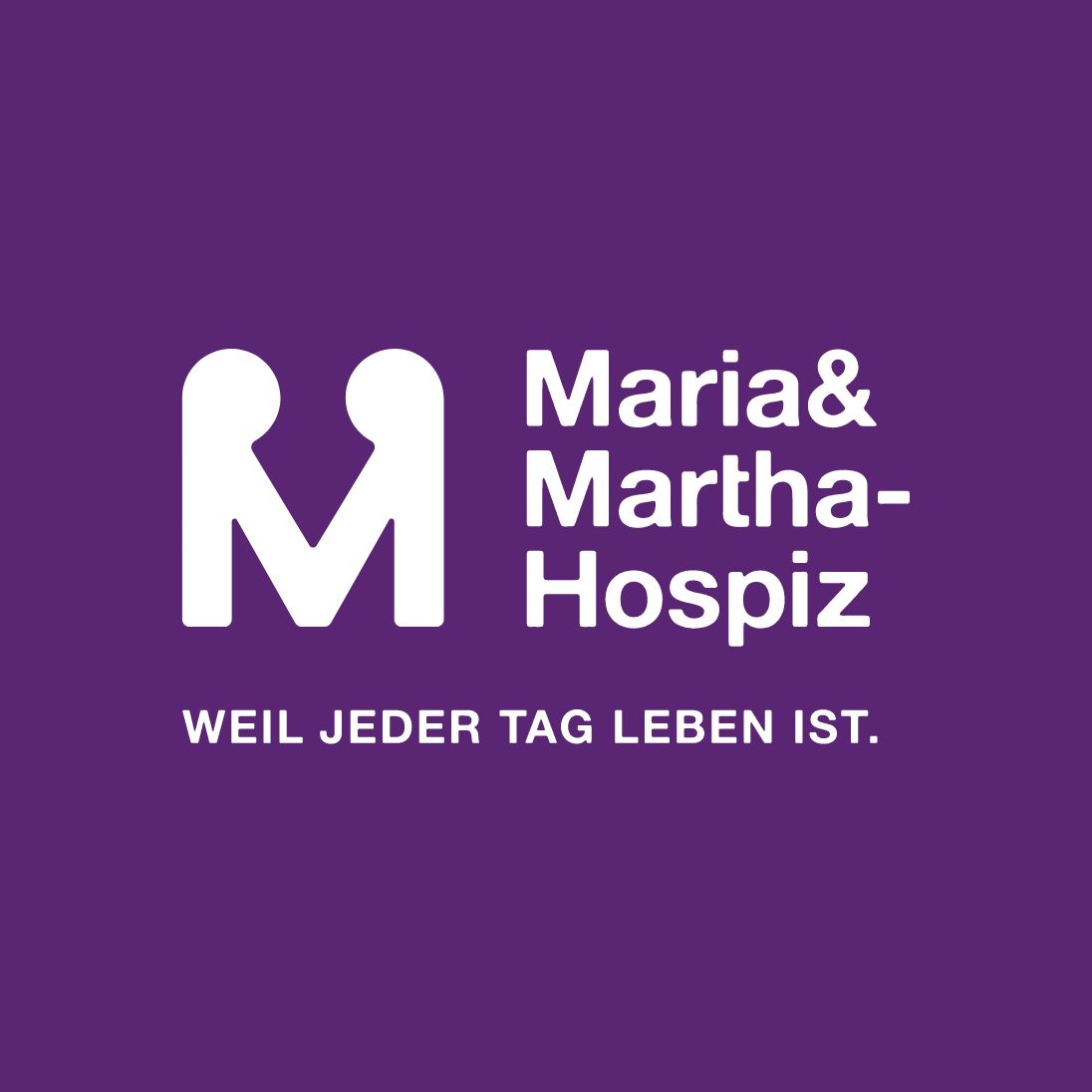 Das neue Maria&Martha Logo in weiß auf lila Hintergrund