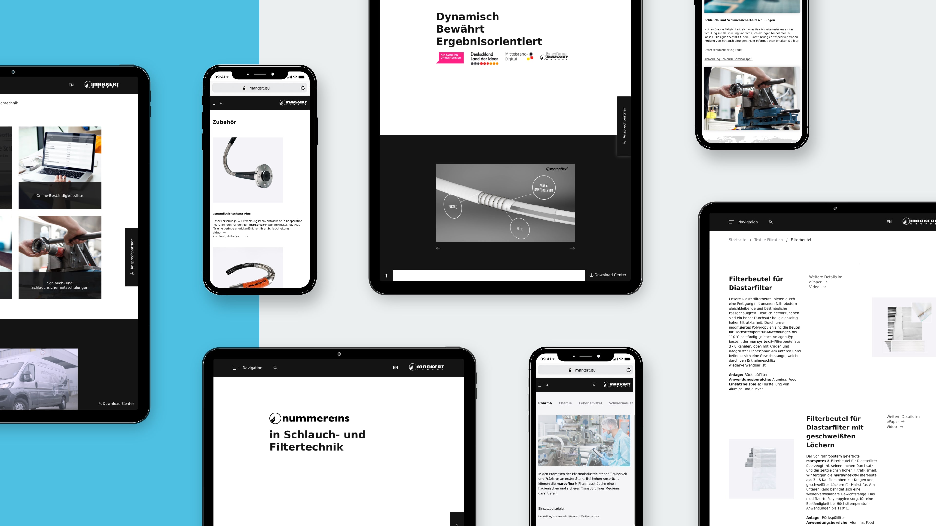 Markert Homepage in unterschiedlichen digitalen Ansichten
