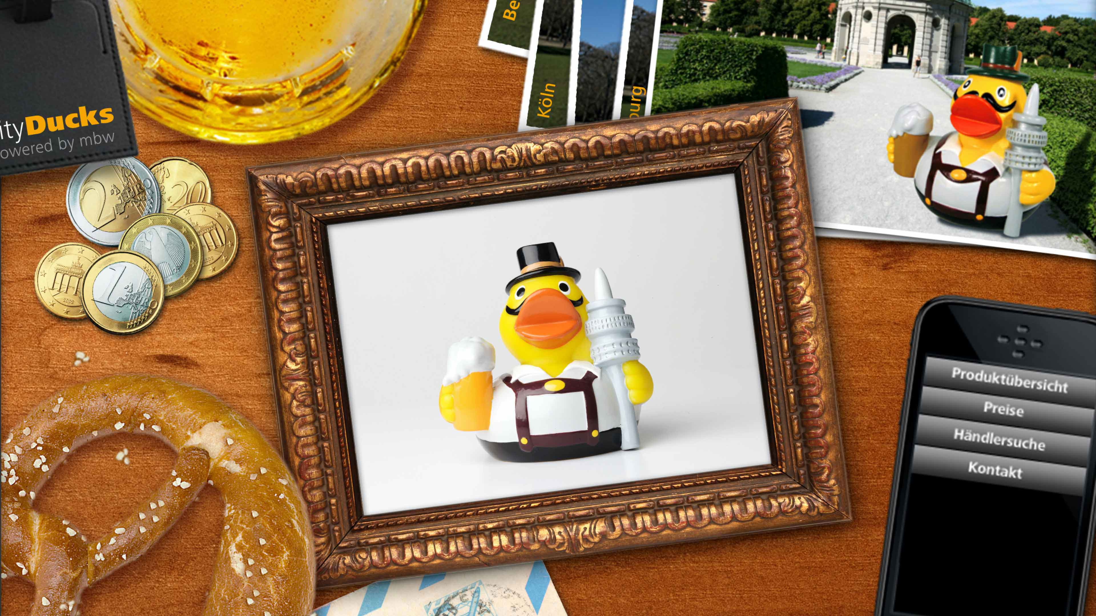 hochzwei_mbw_slider_01.jpg Antique eingerahmtes Bild einer gelben Ente