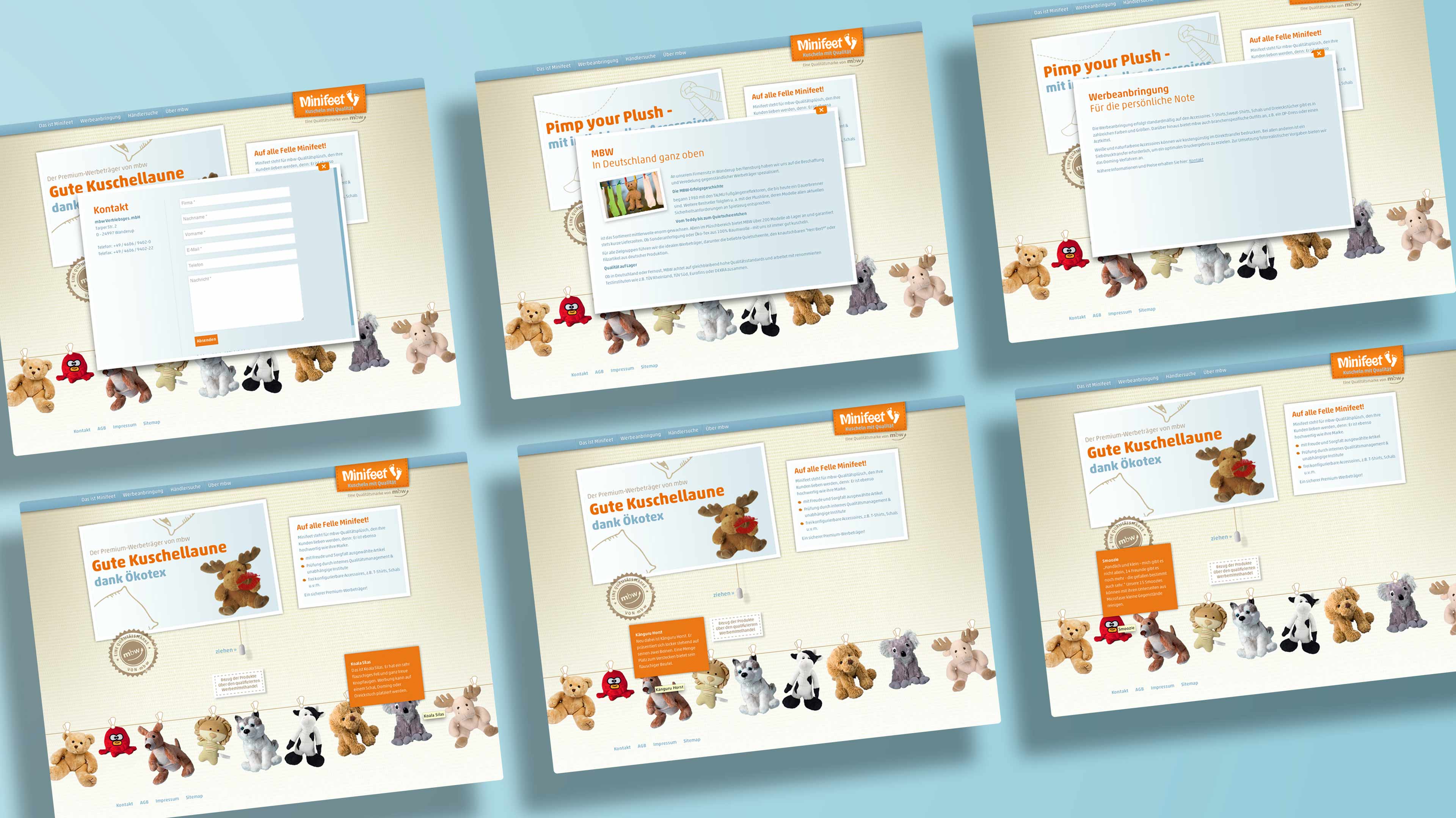 hochzwei_mbw_slider_01.jpg Sechs verschiedene Unterseiten der Minifeet Homepage