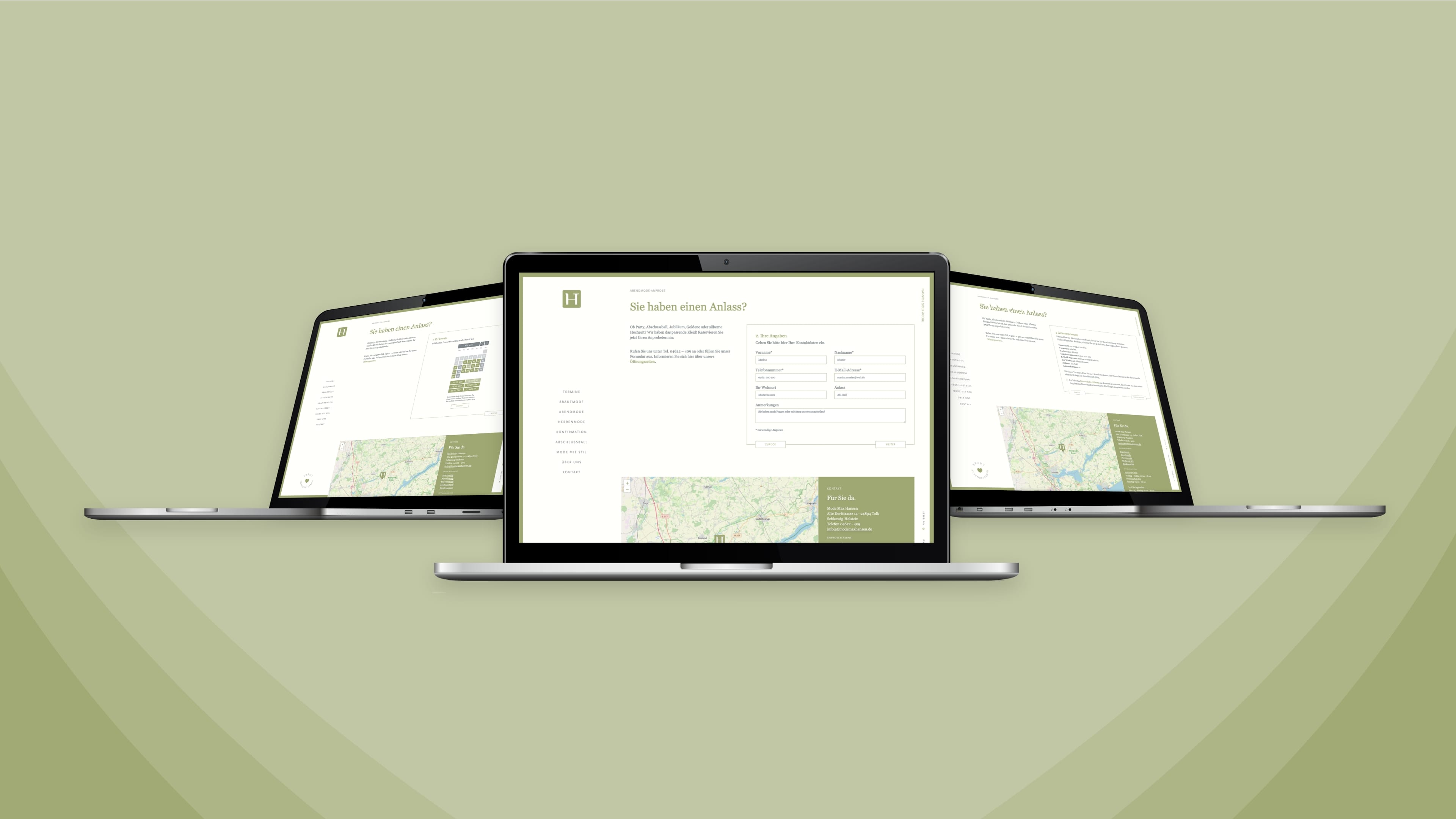 h2_mmh-termin_slider_01.jpg Drei digitale Homepage Ansichten von Mode Max Hansen