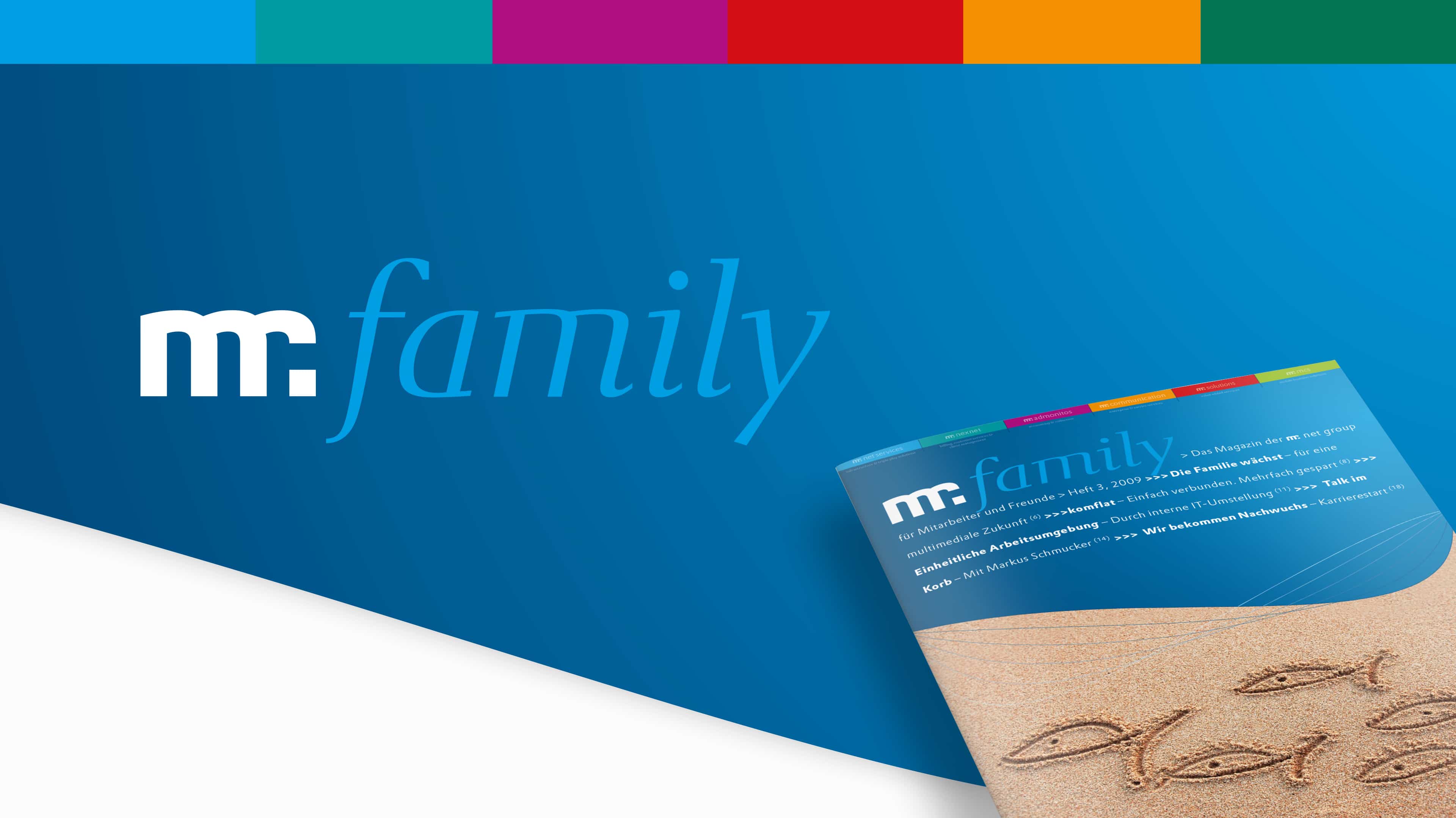 Mr Family Magazin mit Coverbild von Fischen in Sand gemalt