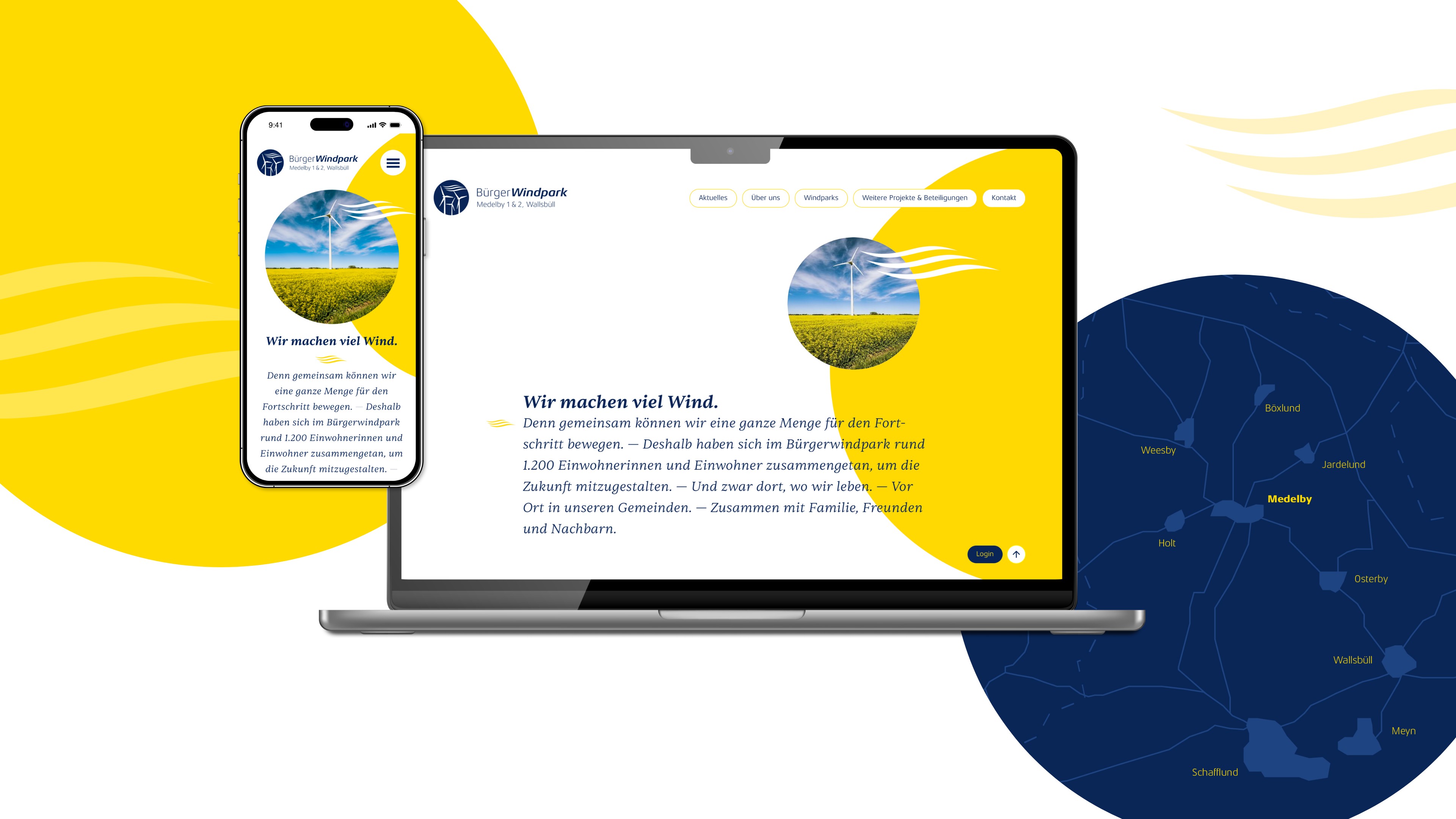 Webansicht der Website von Bürgerwindpark Medelby