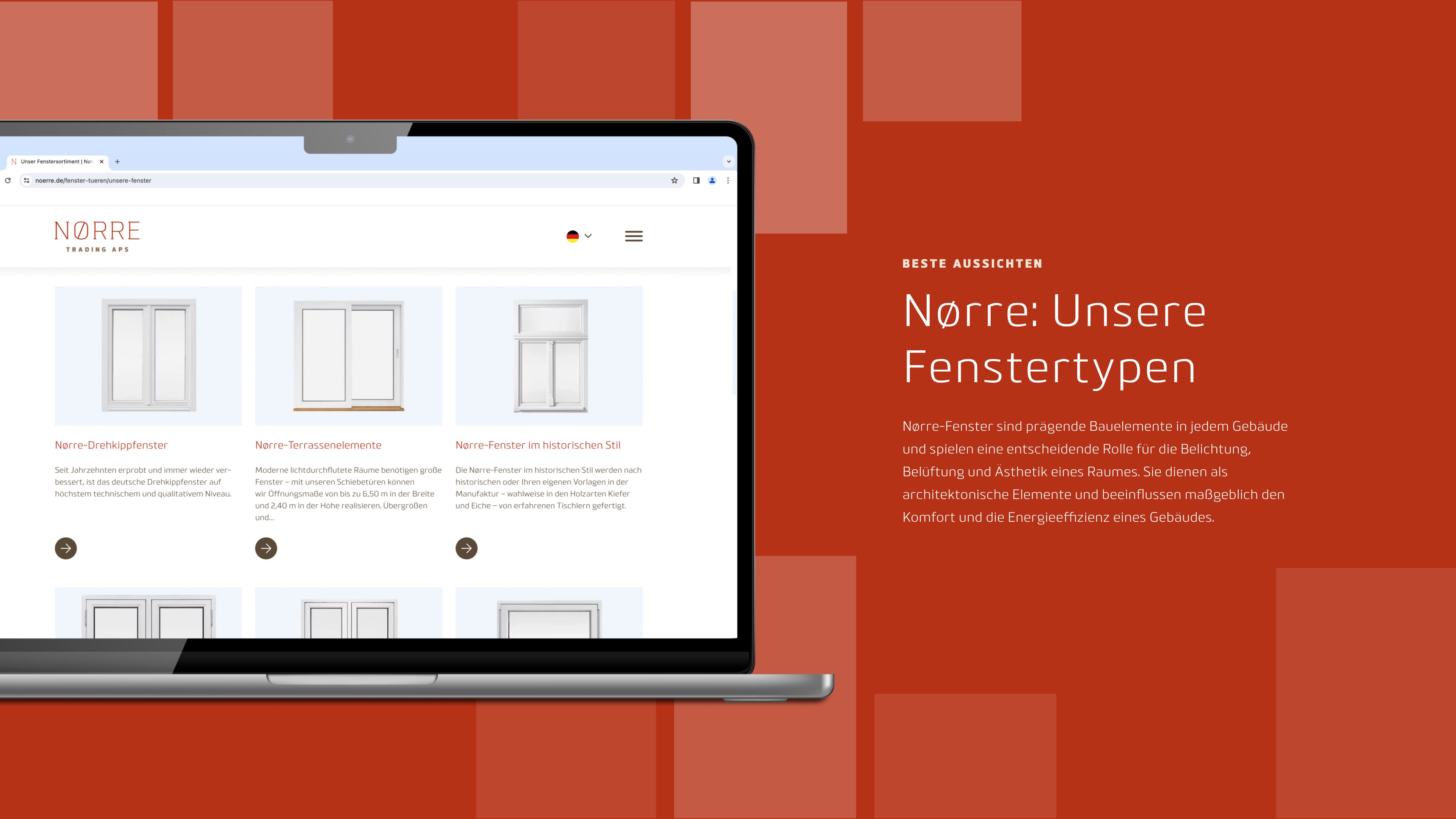 h2_noerre_slider_03.jpg Ein Laptop zeigt die Produktseite der Fenstertypen.
