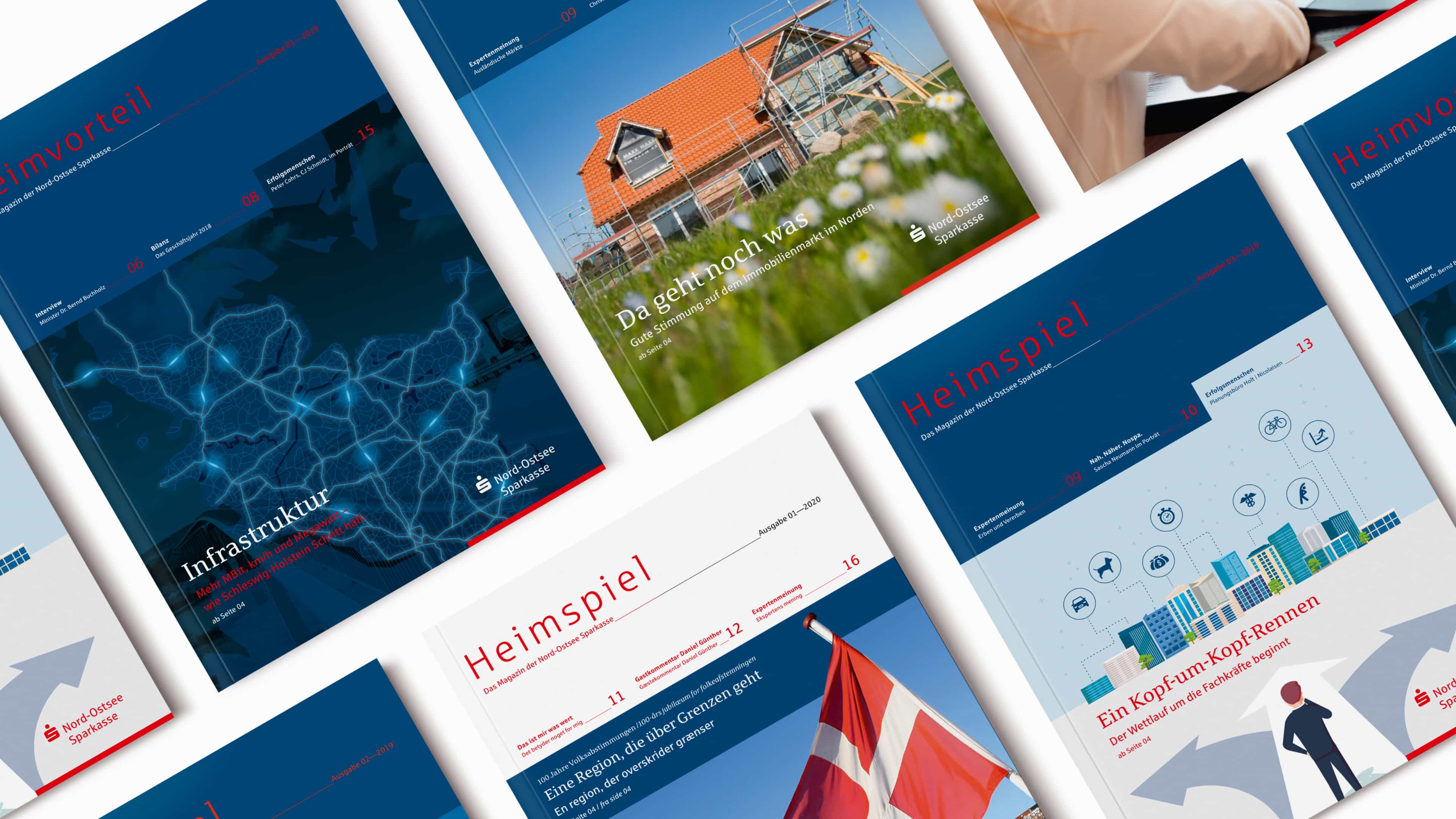 Vier Vorderseiten des Nospa Magazins
