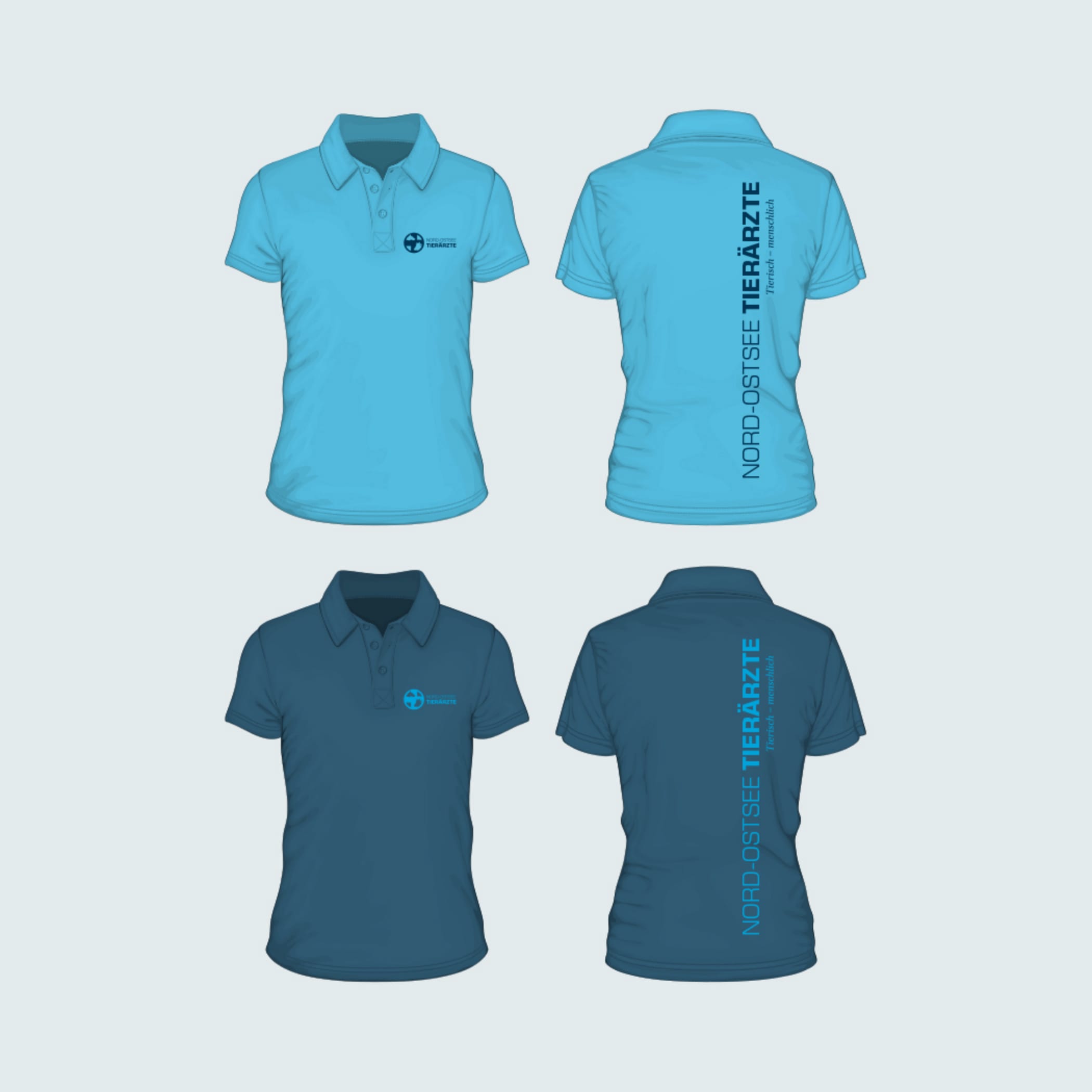 hochzwei_noti_teaser_02.jpg Vier blaue Tshirts der Nord Ostsee Tierärzte