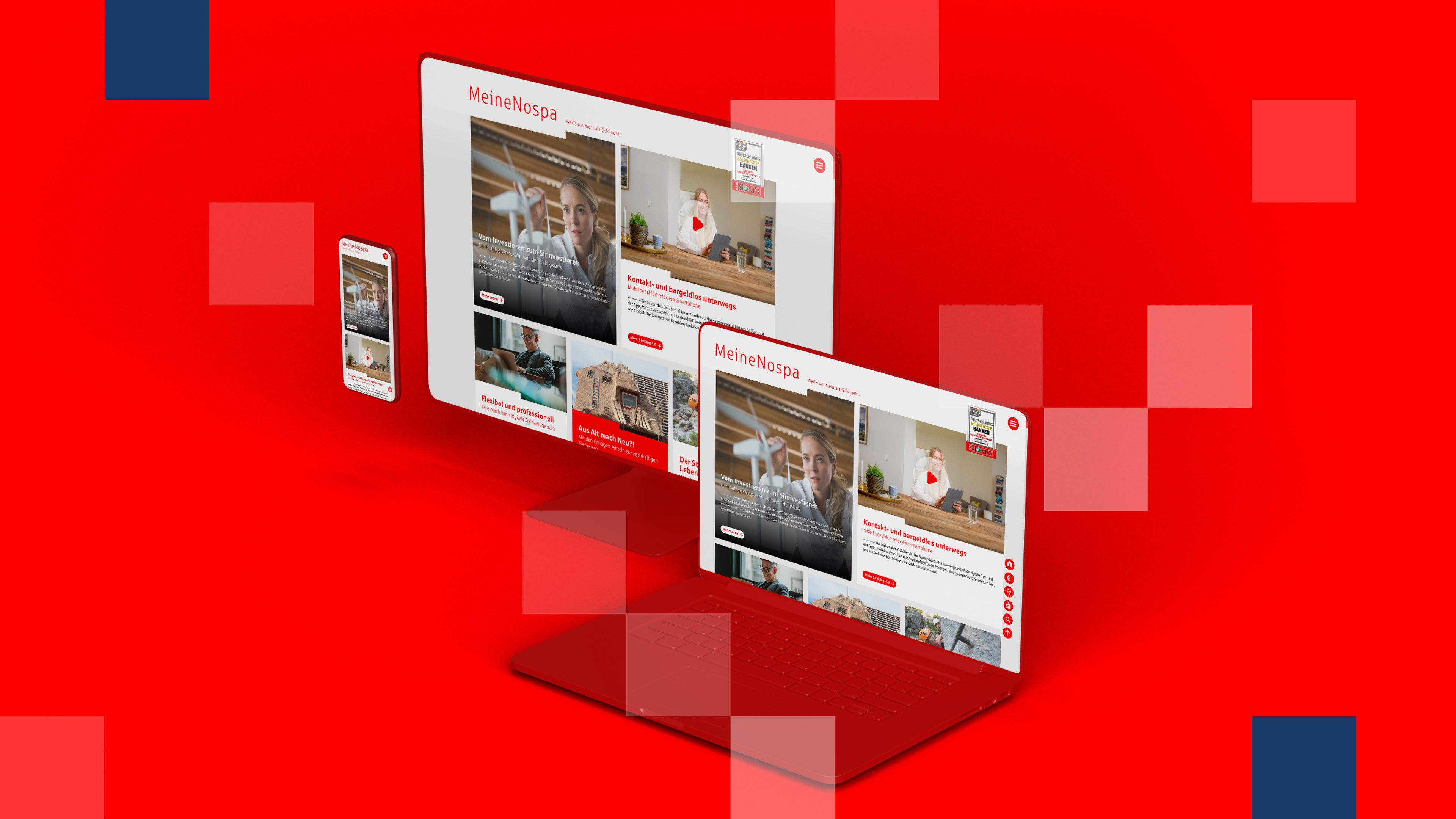 Drei Homepage Ausschnitte der Nospa