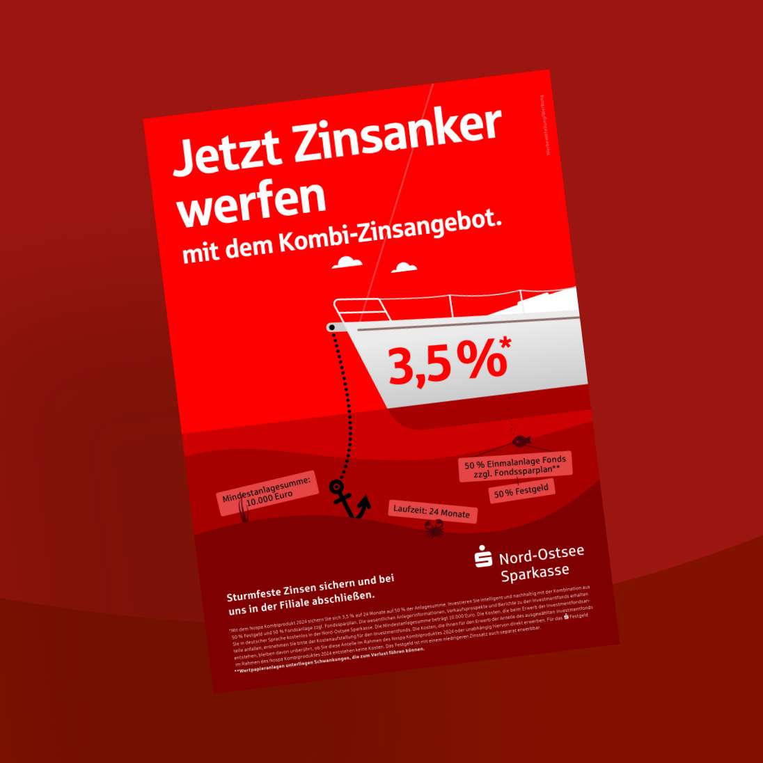 Plakat mit Schiff und Anker: Jetzt Zinsanker werfen mit dem Kombi-Zinsangebot