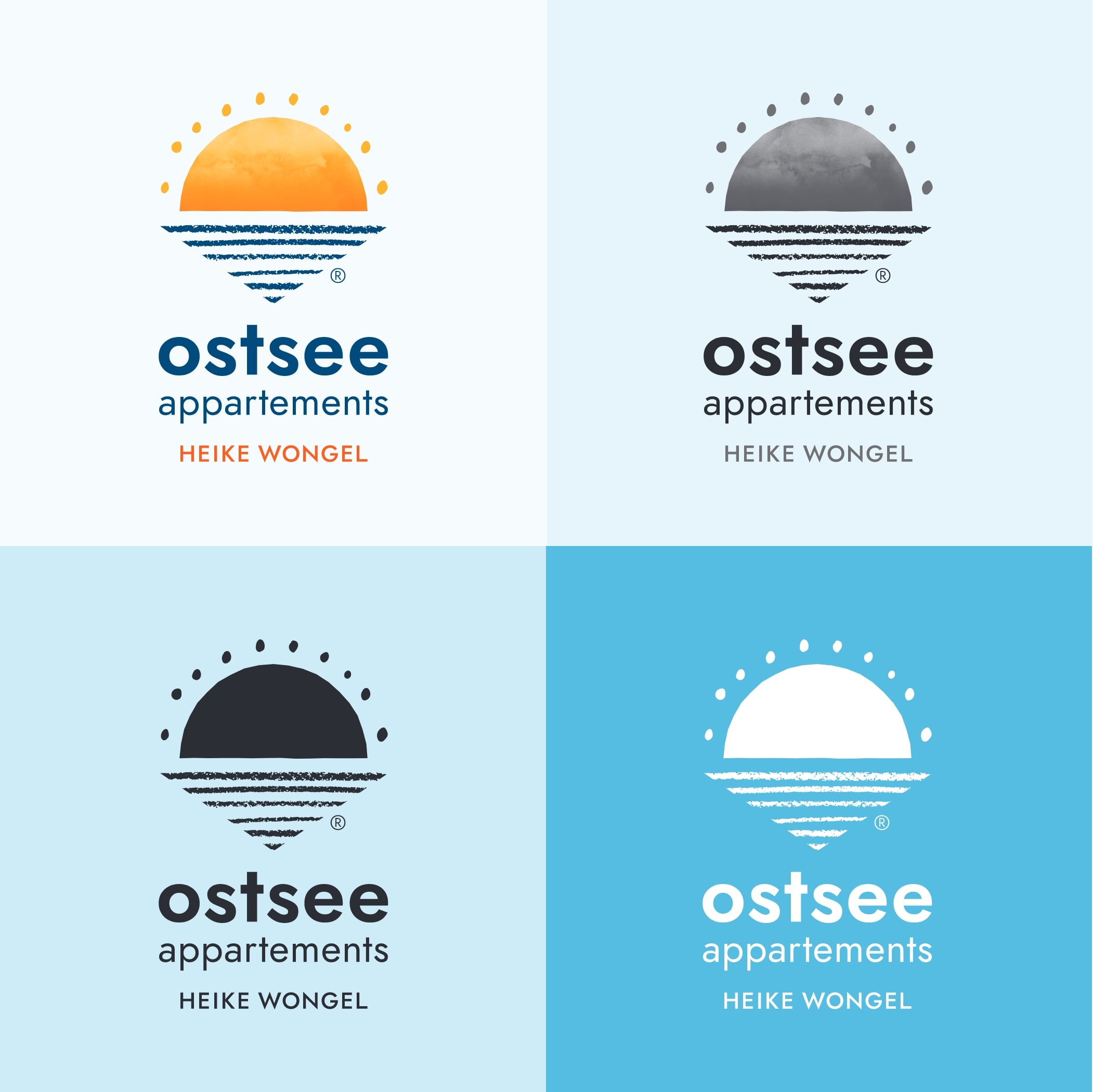 hochzwei_wongel_teaser_04.jpg Vier blaue Kästchen mit unterschiedlichen Ostsee Appartement Logos