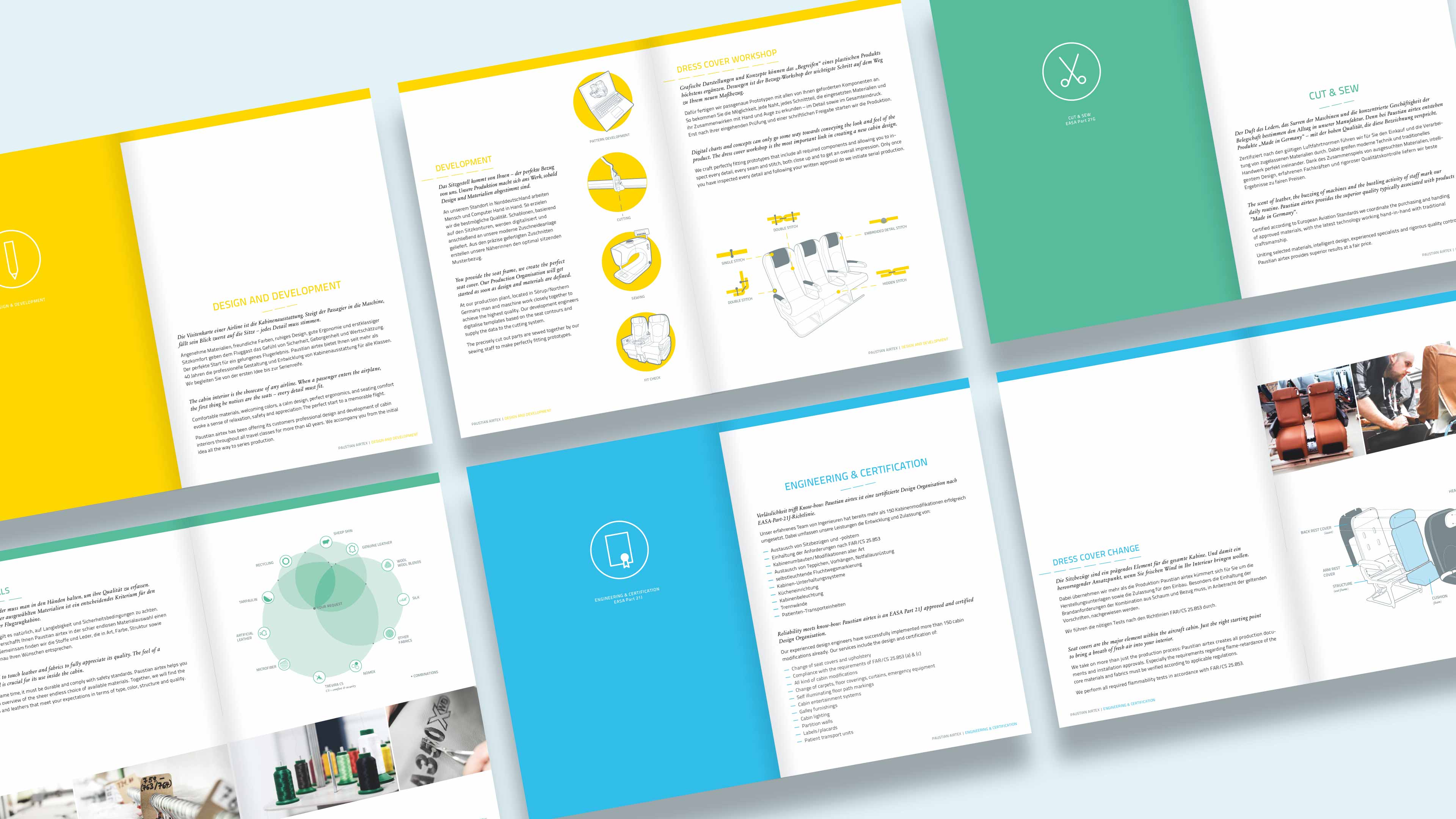 Sechs Flyerseiten von Paustian Airtex