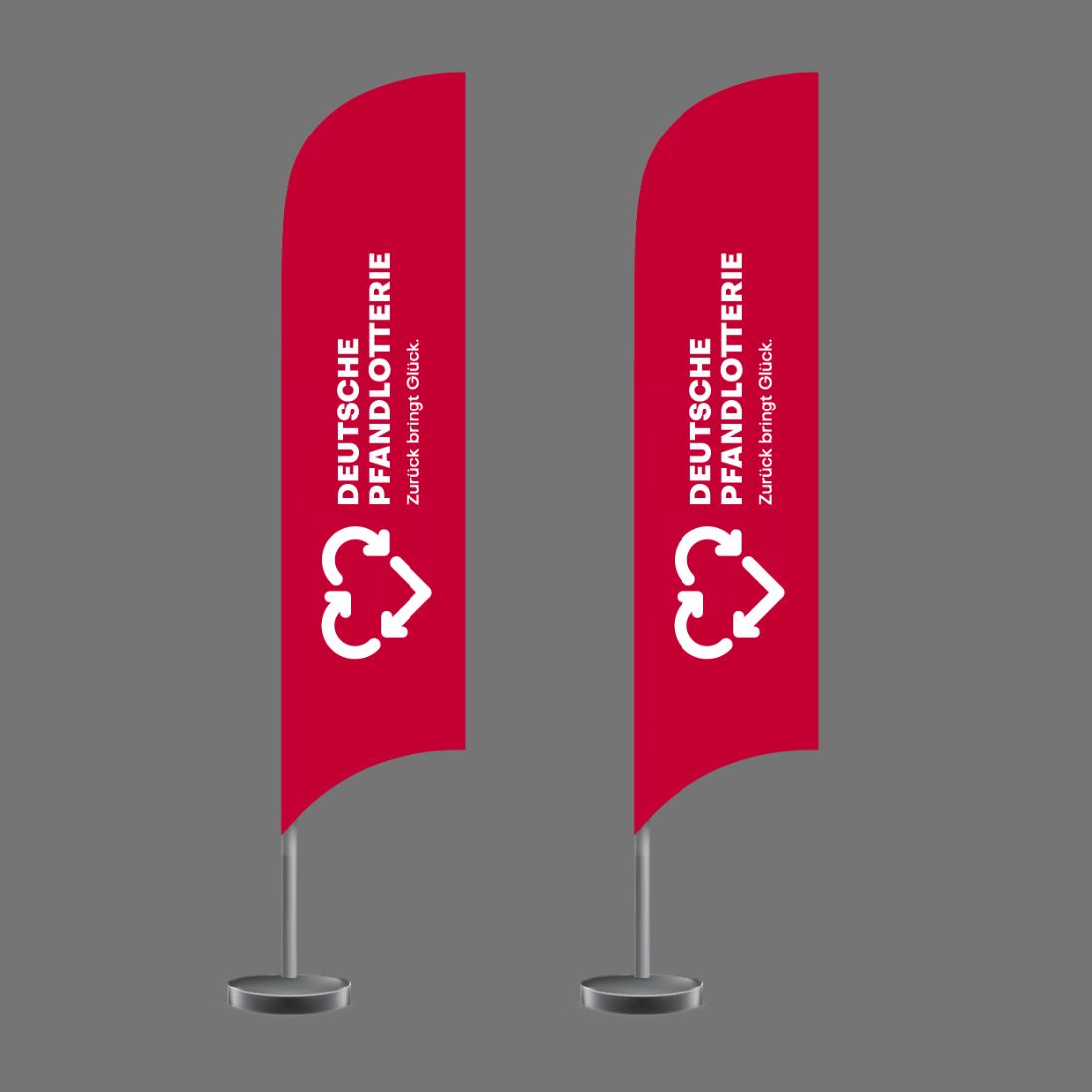 Strandflaggen mit dem Pfandlottiere Logo