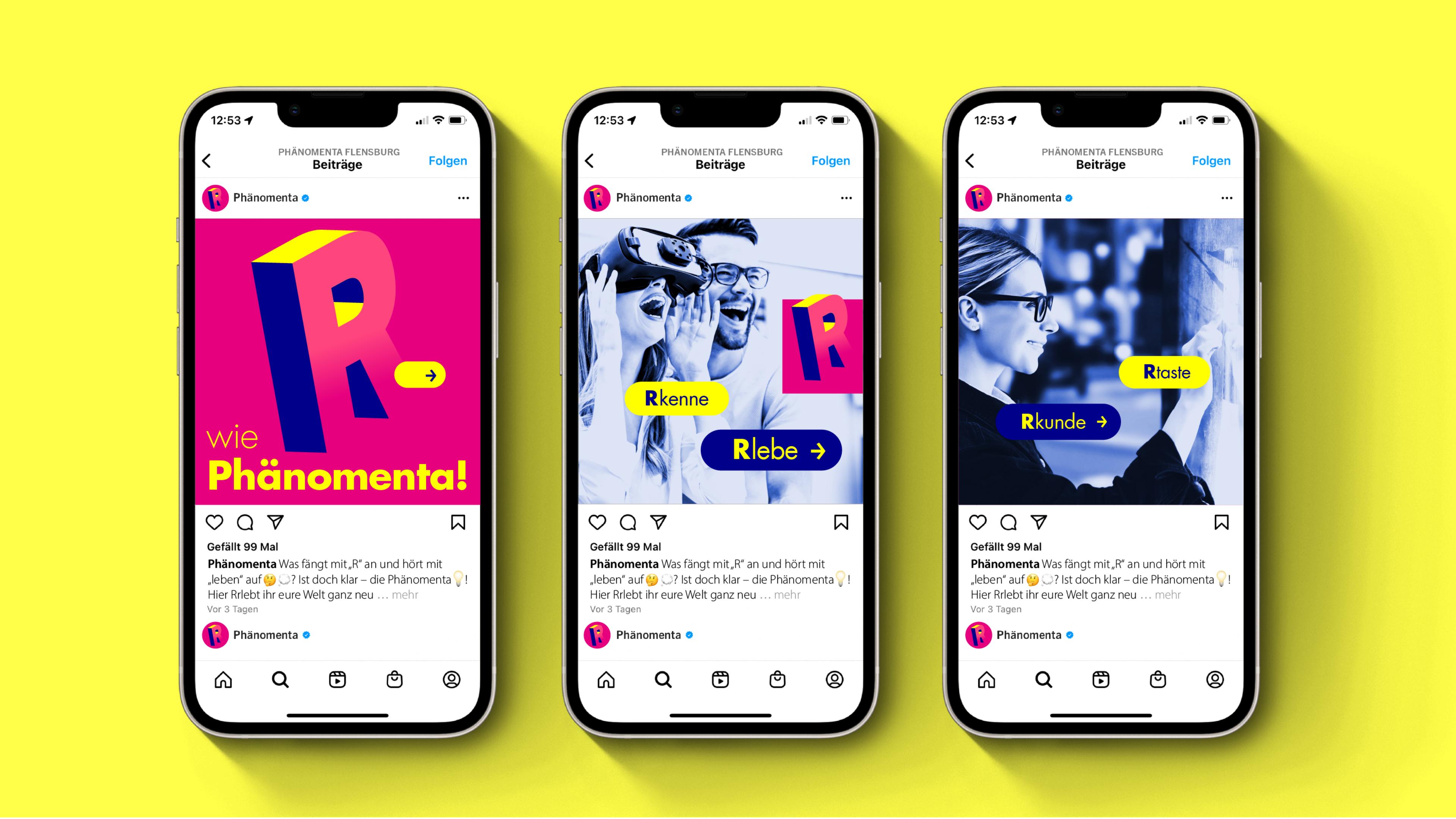 h2_phaenomenta_slider_01.jpg Drei Handys mit Instagram Seite von Phänomenta