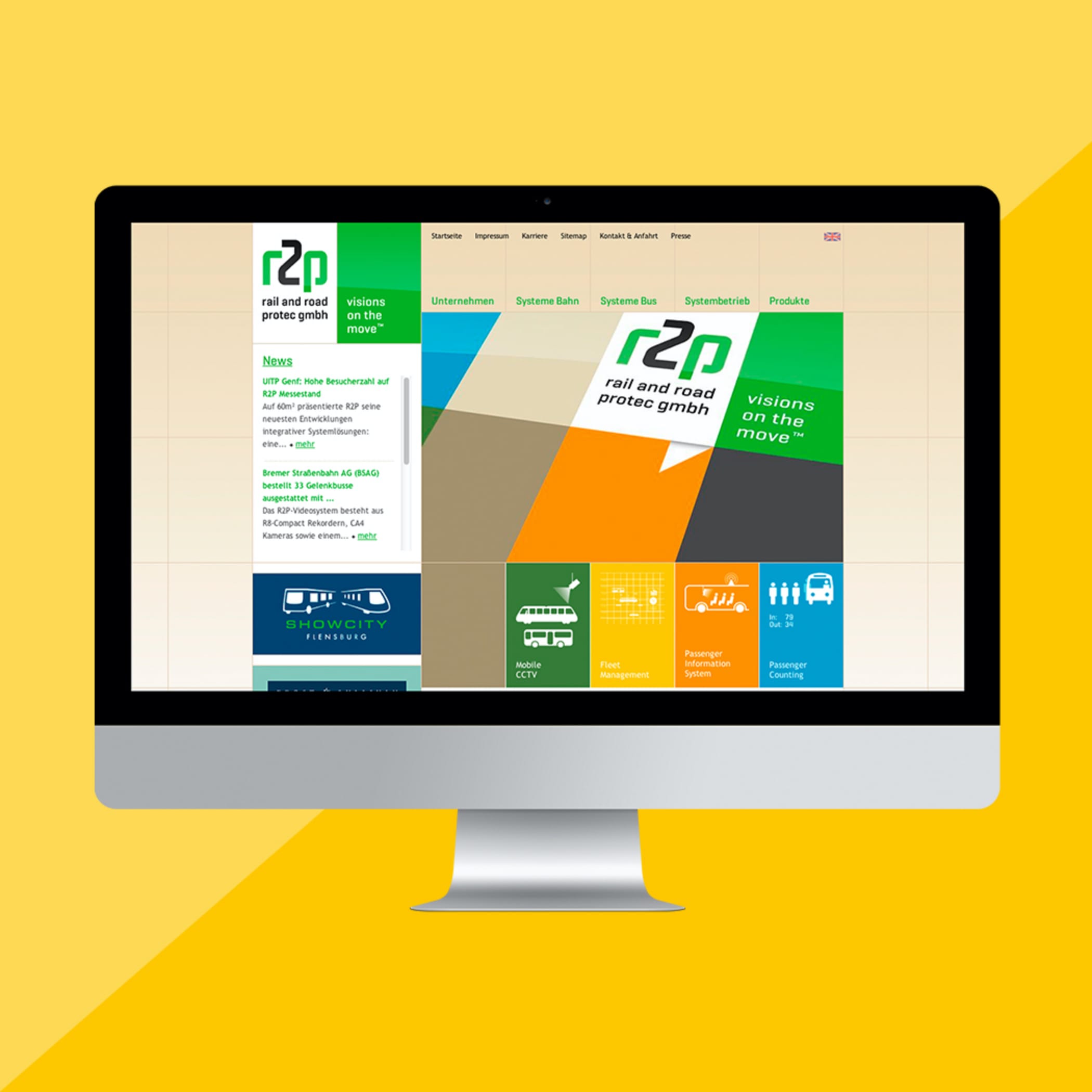 Desktop Ansicht der R2P Homepage