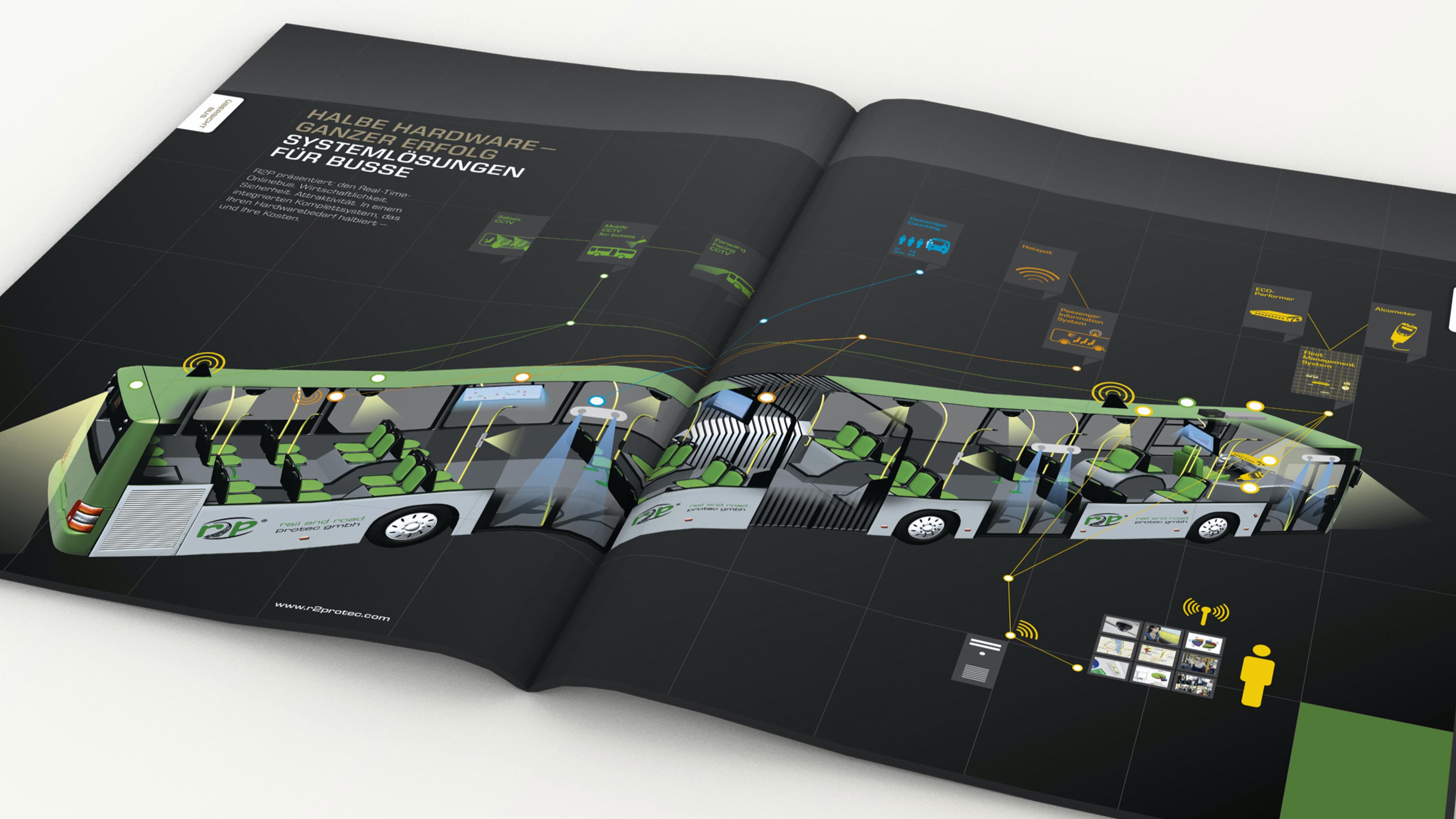 hochzwei_rapr_slider_02.jpg Aufgeklapptes Heft mit einem Artikel über Busse