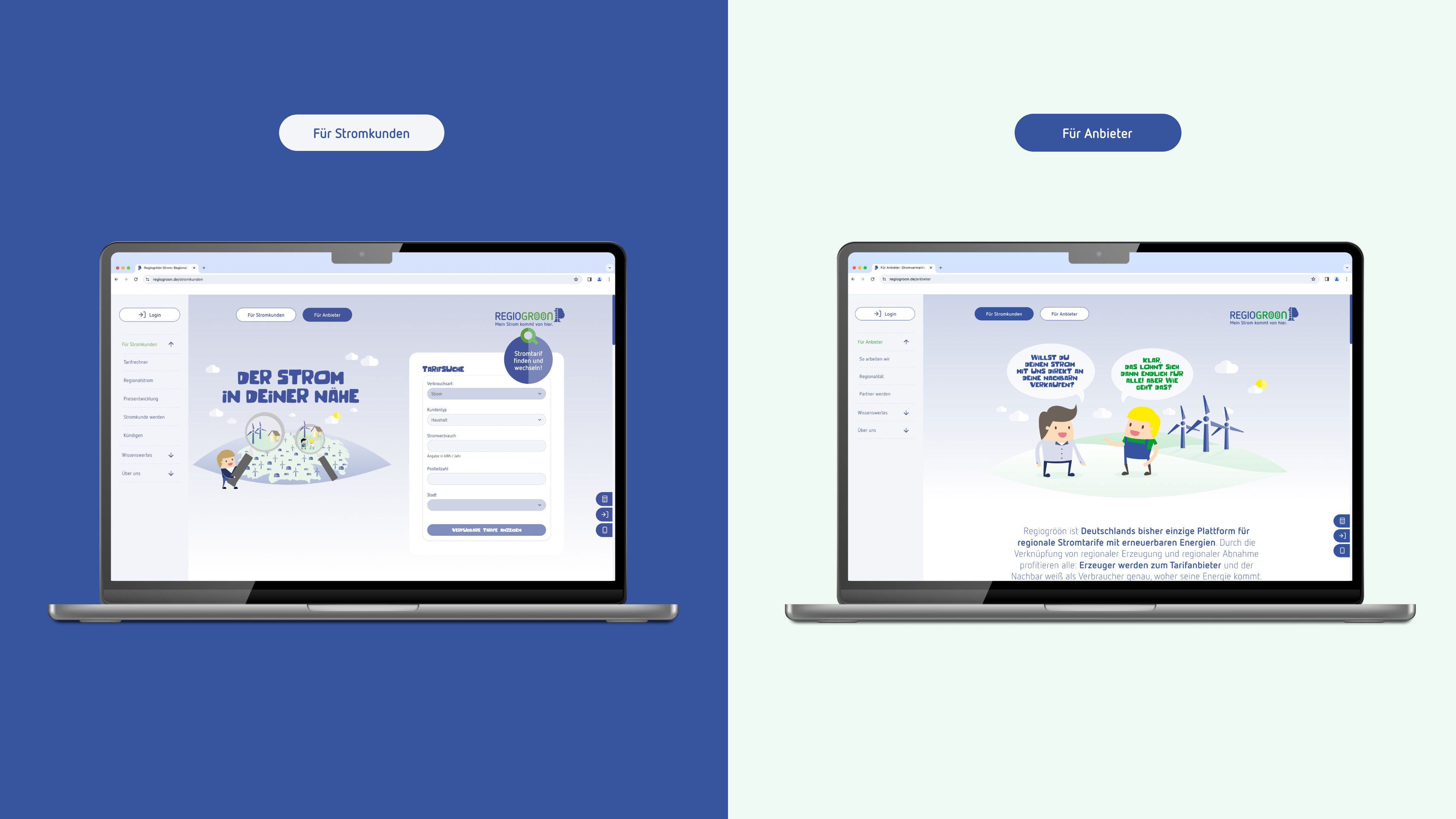 Die neue Webseite für Stromkunden und für Anbieter.