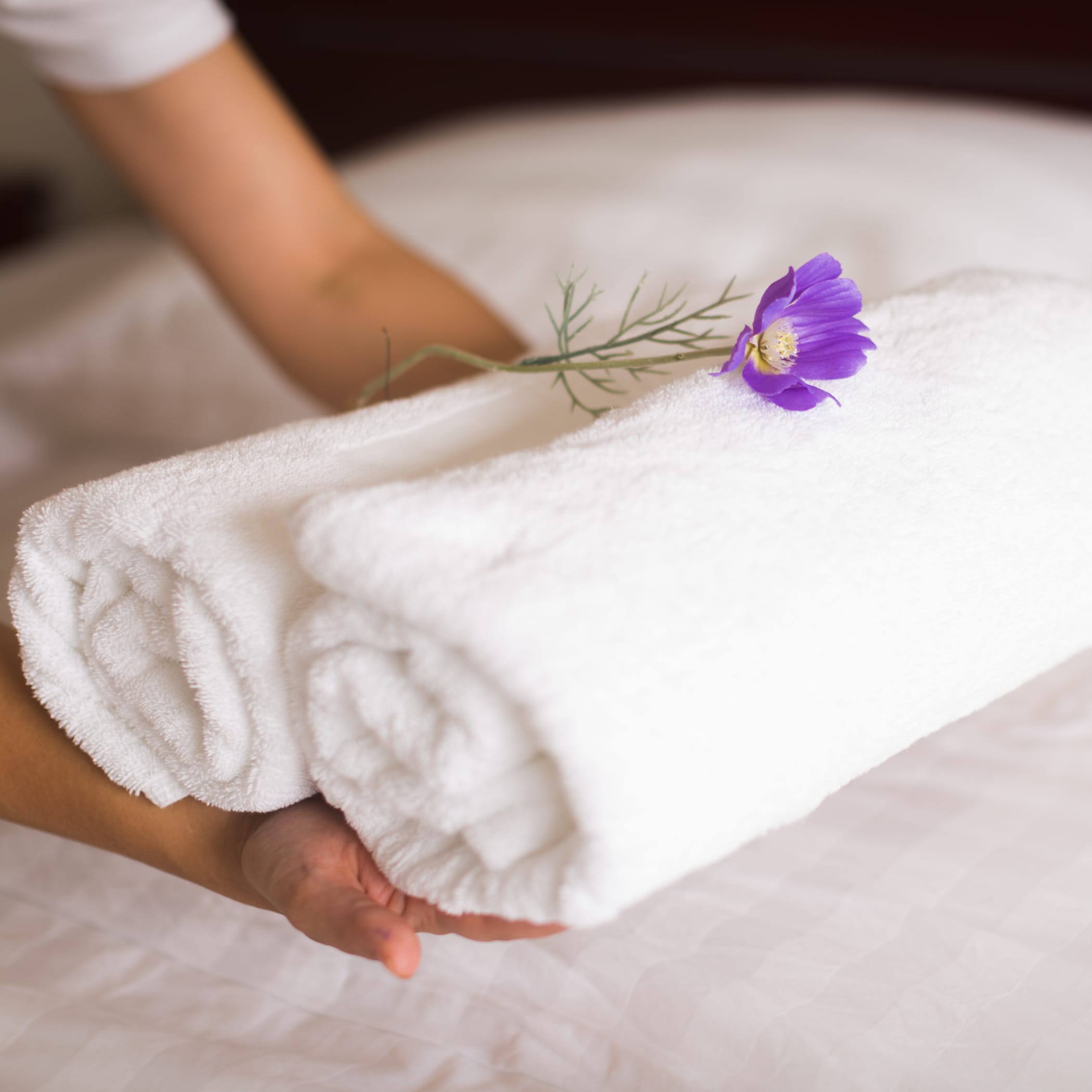 hochzwei_kikau_teaser_02.jpg Weiße zusammengerollte Handtücher mit Blume