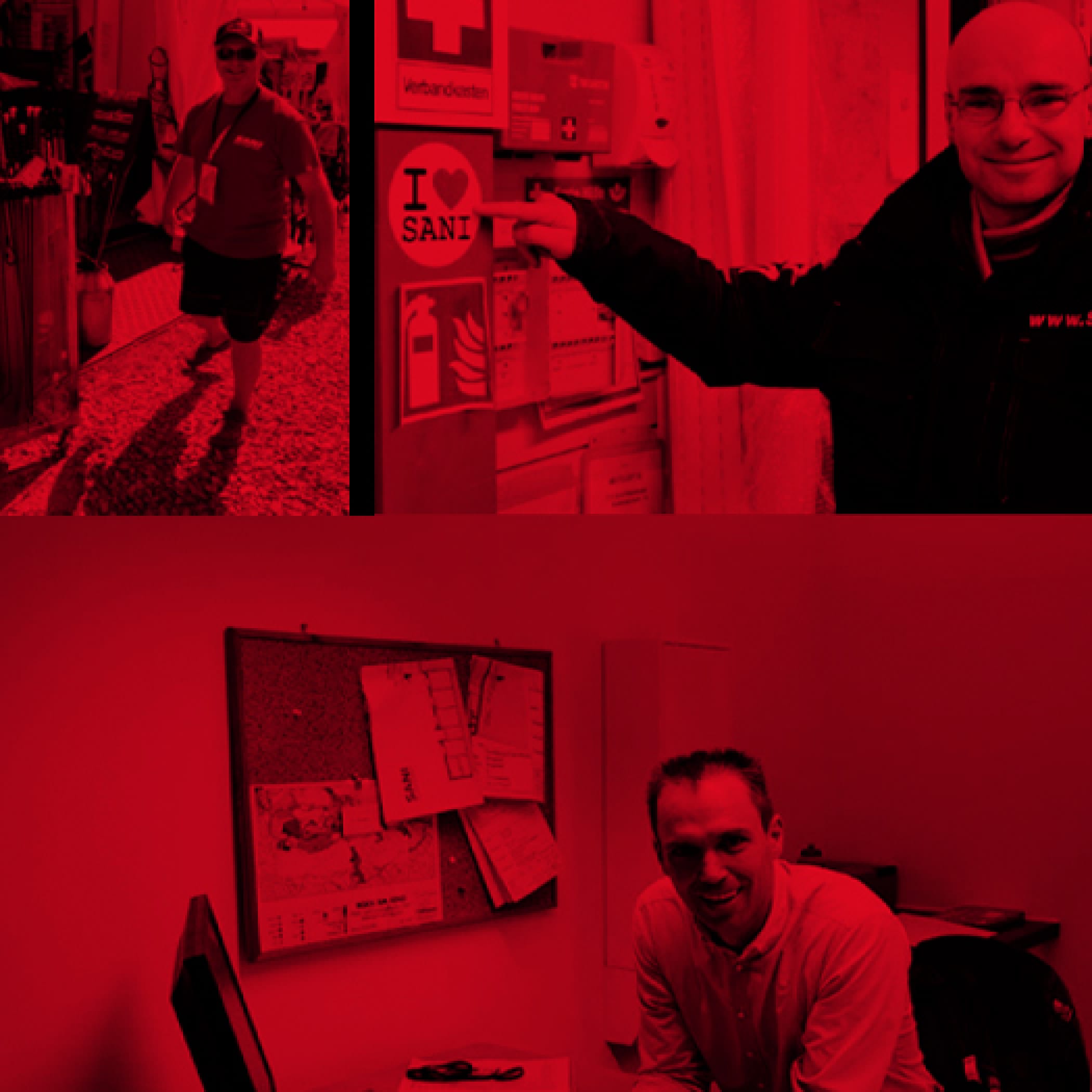 hochzwei_sani_teaser_03.jpg Bildercollage von Personen mit rotem Overlay