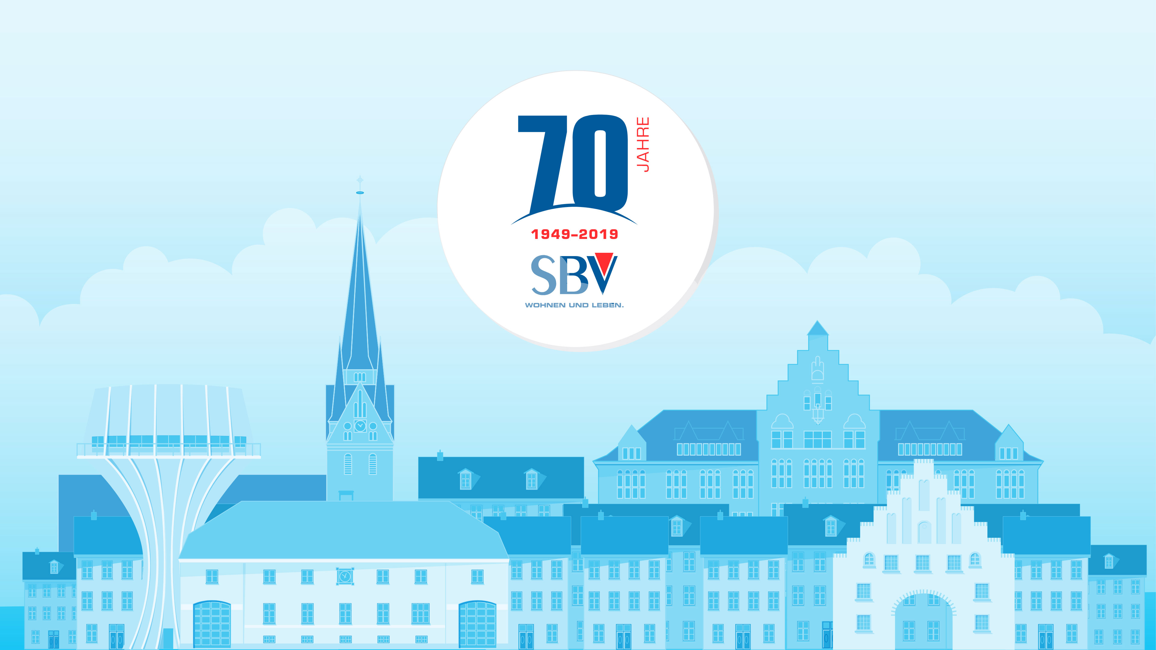 Illustrierter Flensburger Hafen mit dem Logo vom SBV