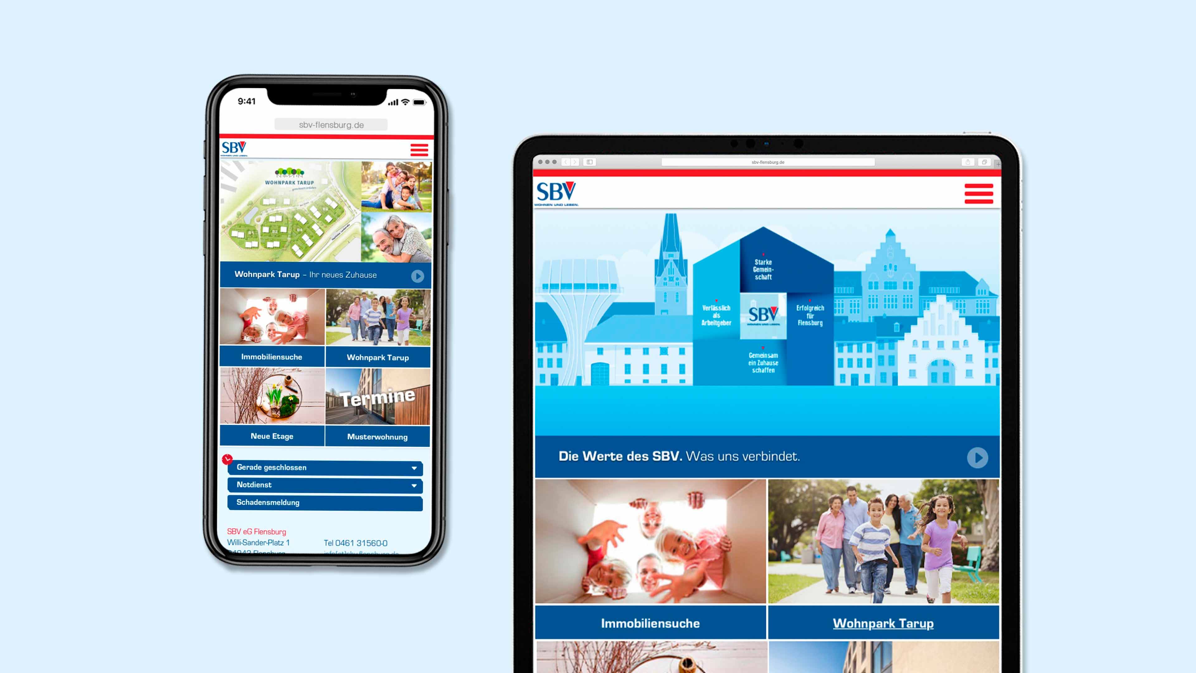 hochzwei_sbv_slider_02.jpg Zwei mobile Ansichten der SBV Homepage