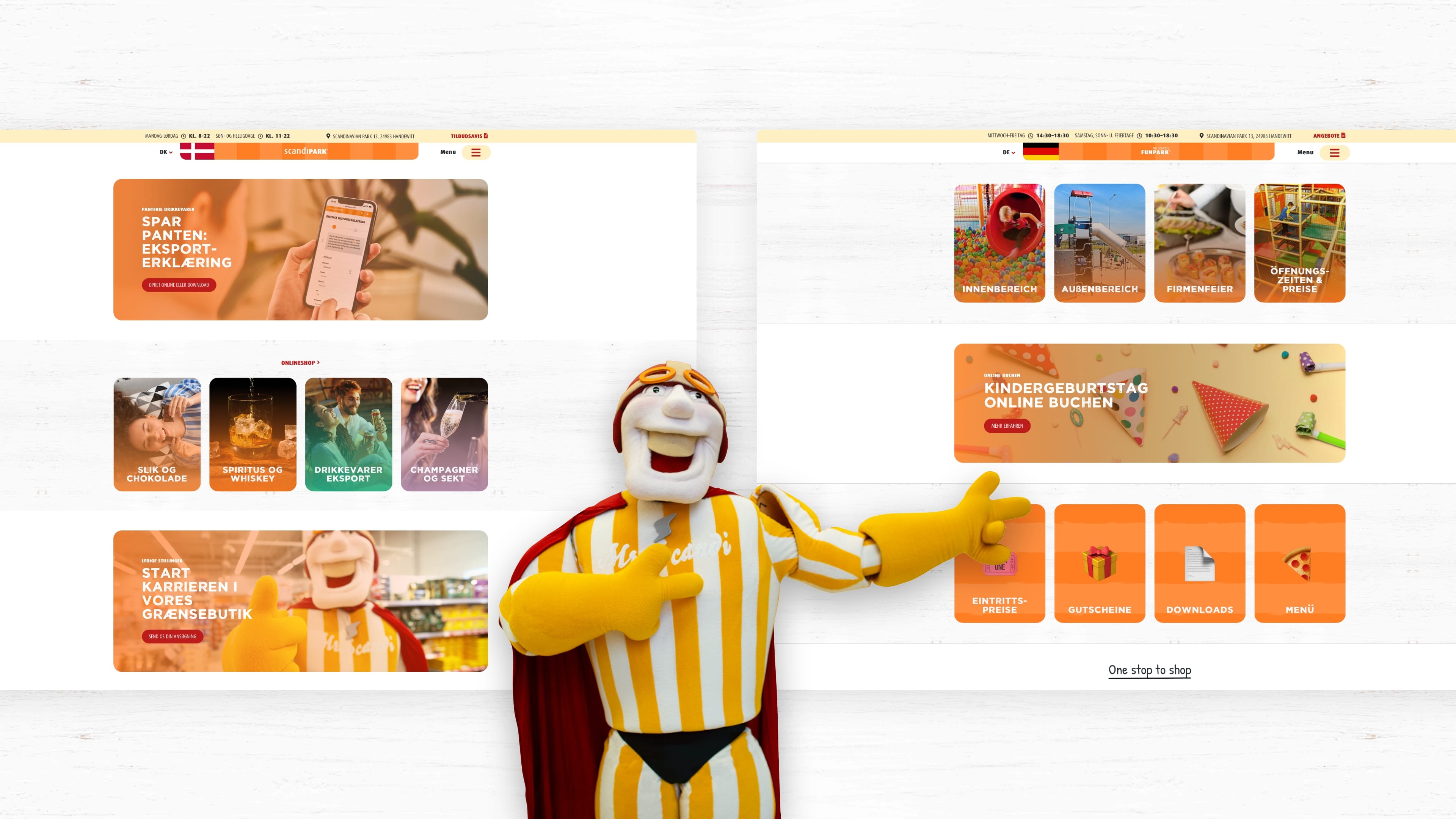 Deutsche und dänische Scandipark Homepage Seiten