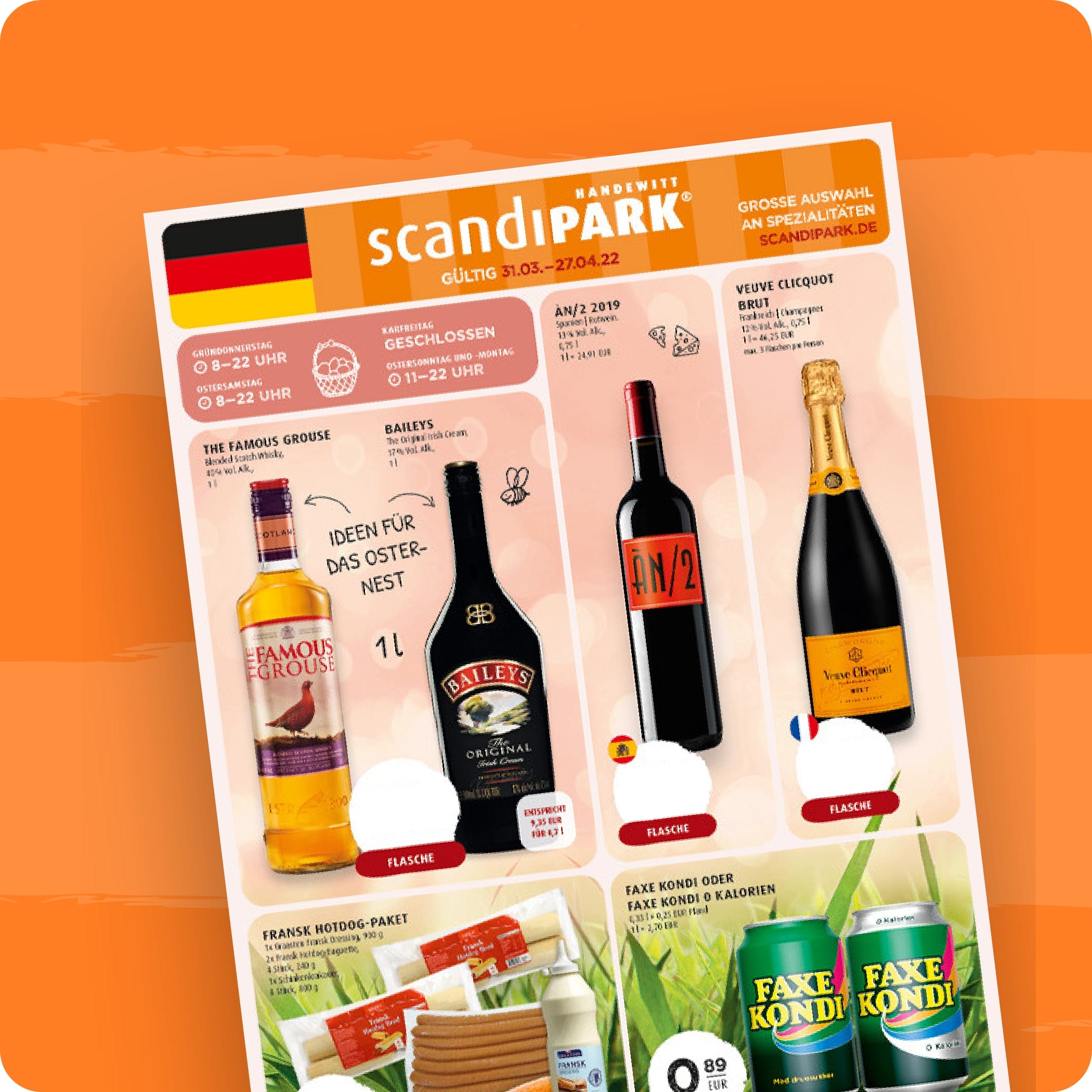 Scandipark Prospekt mit Getränken auf dem Cover