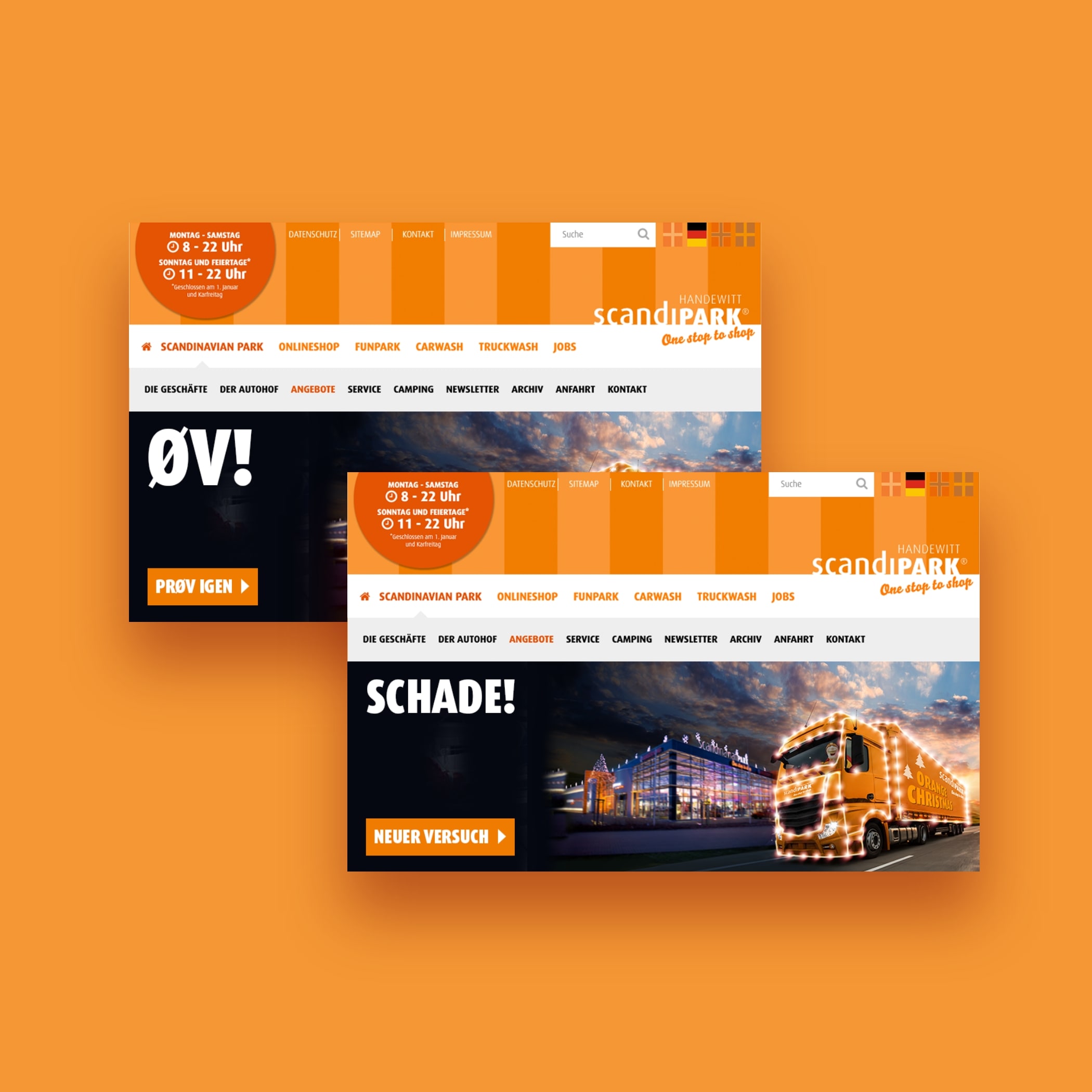 Scandipark Homepage in deutsch und dänisch