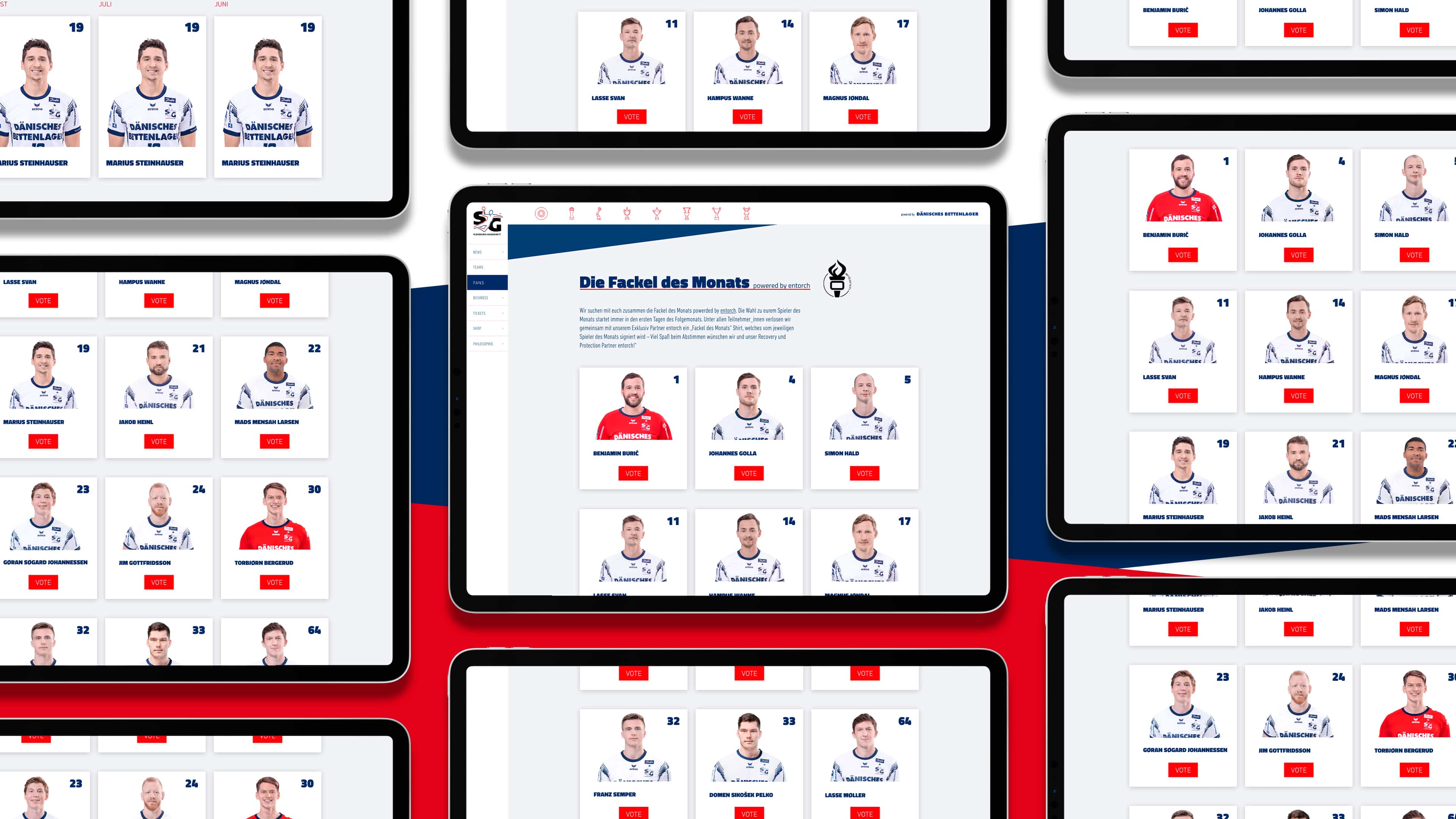 Drei Desktop Ansichten der Fackel des Monats Unterseite