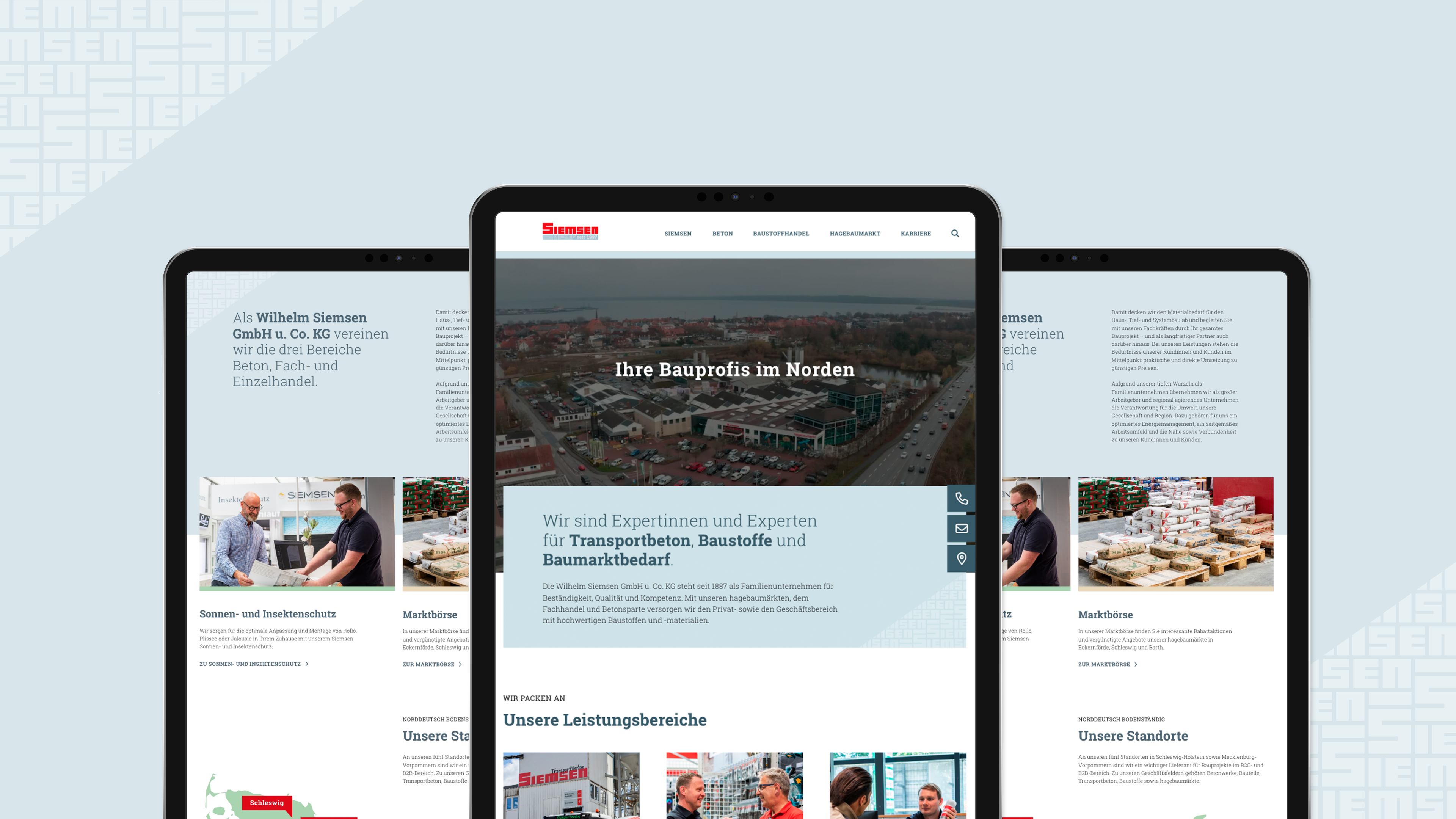 Die Siemsen Website dargestellt auf einem Tablet und einem Smartphone.
