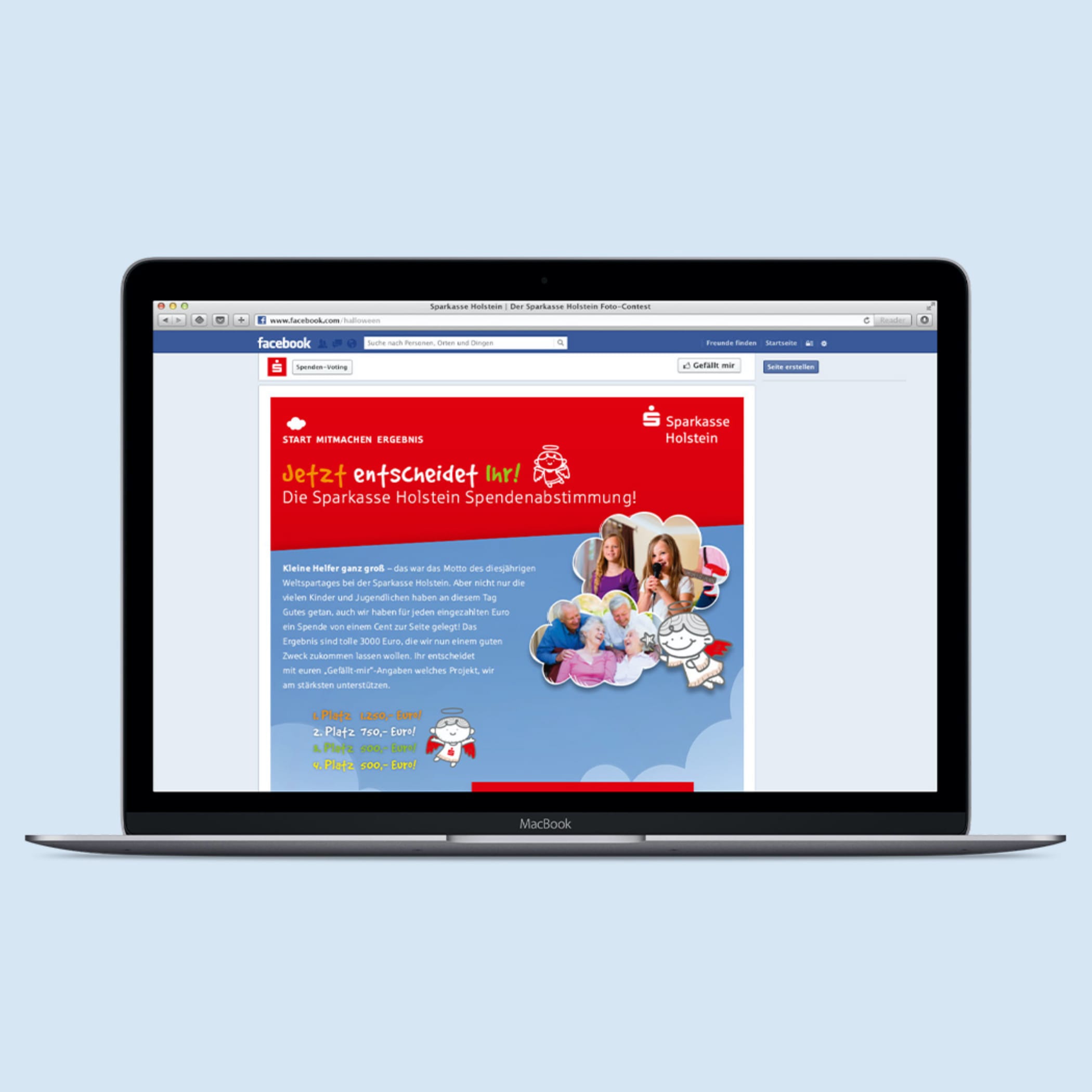 hochzwei_spho_teaser_04.jpg Facebook Seite der Sparkasse Holstein in digitaler Ansicht