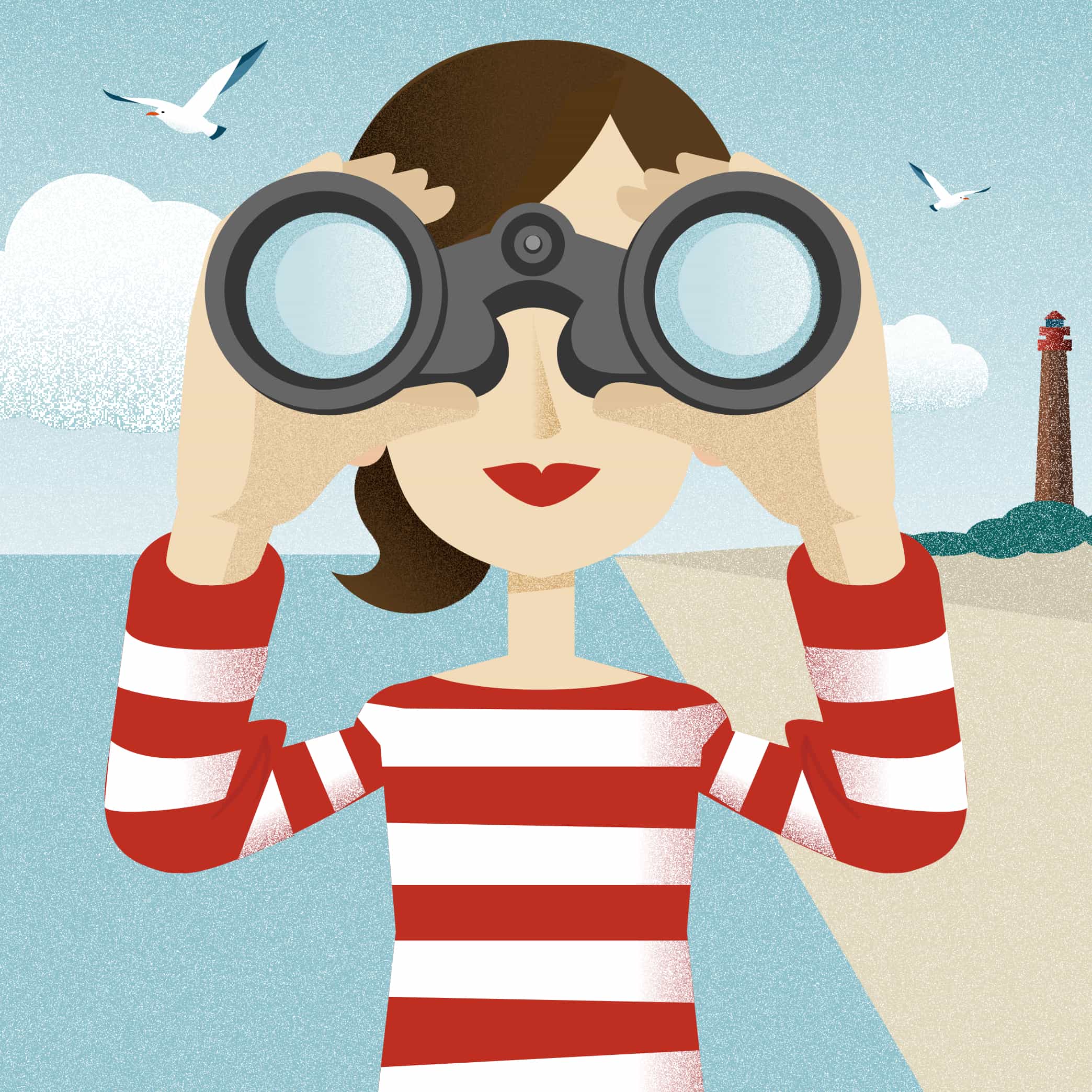 hochzwei_spho_teaser_01.jpg Illustrierte Frau guckt durch ein Fernrohr