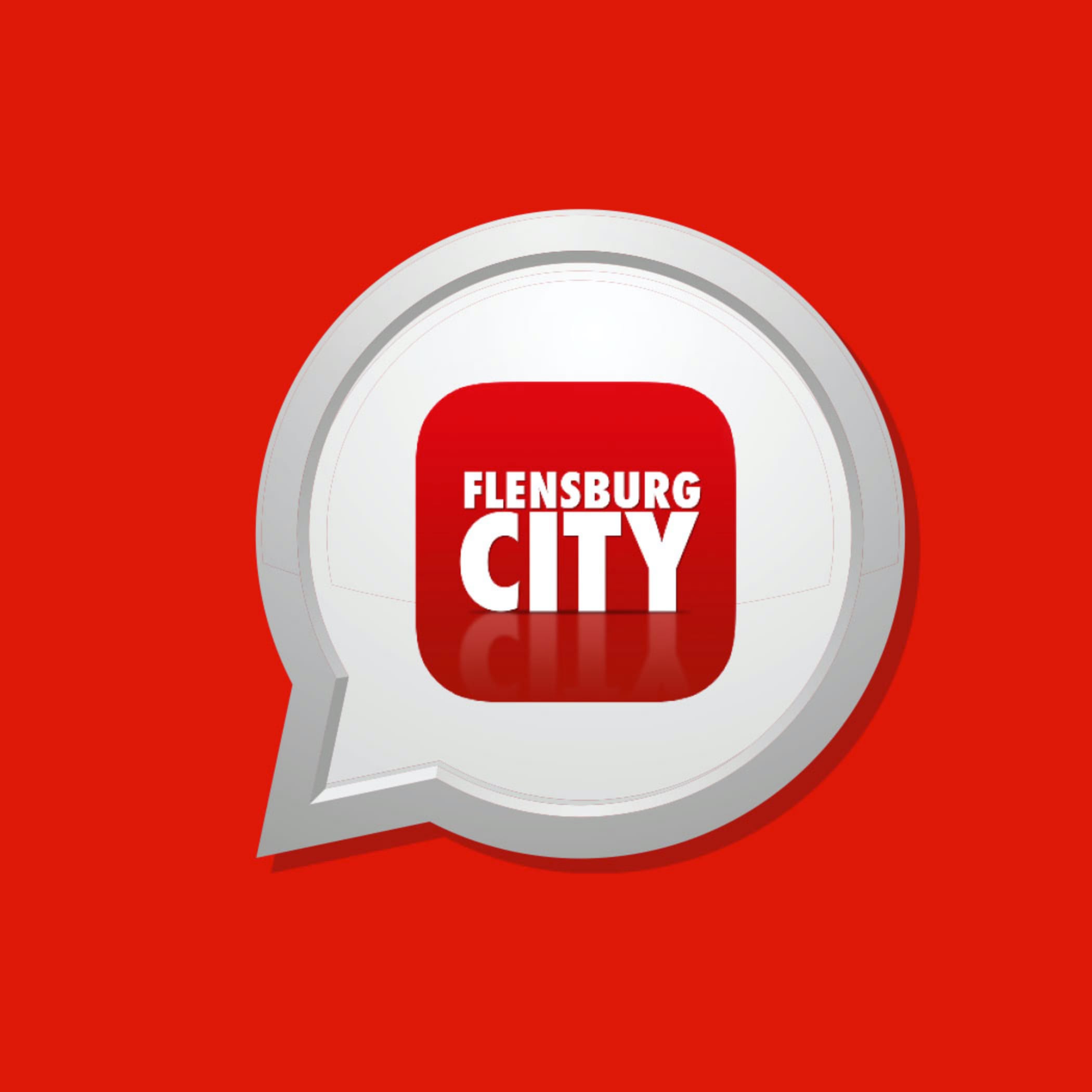 hochzwei_stma_teaser_05.jpg Weiße Sprechblase mit rotem Flensburg City Logo
