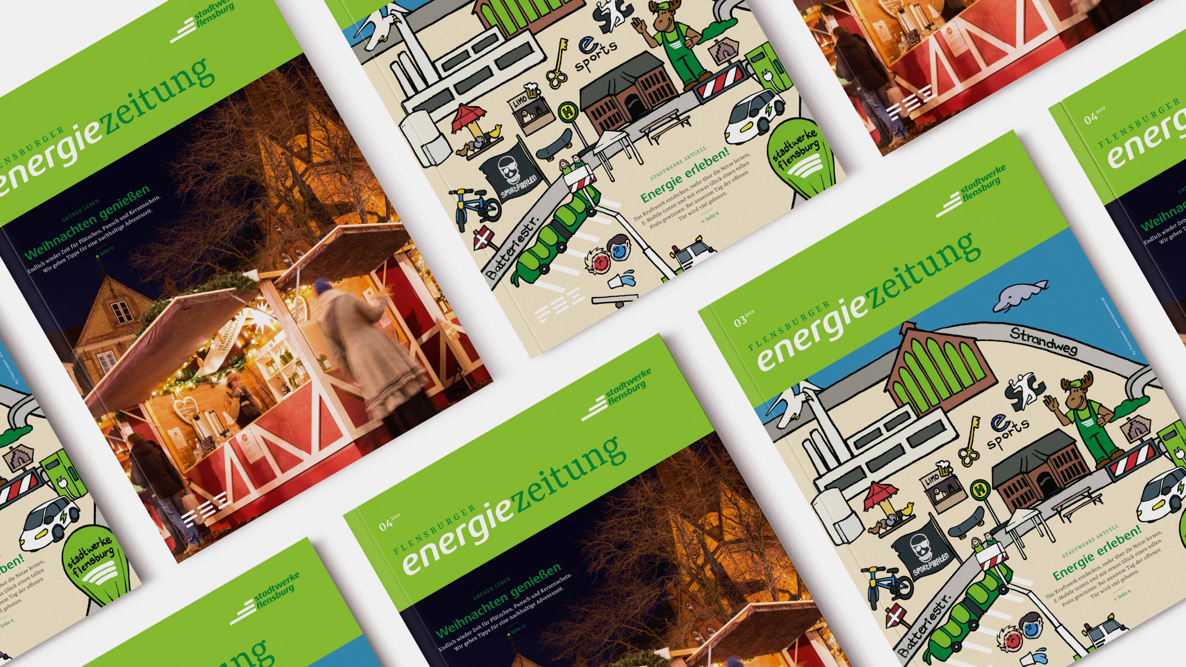 Vier Prospekte der Stadtwerke Flensburg