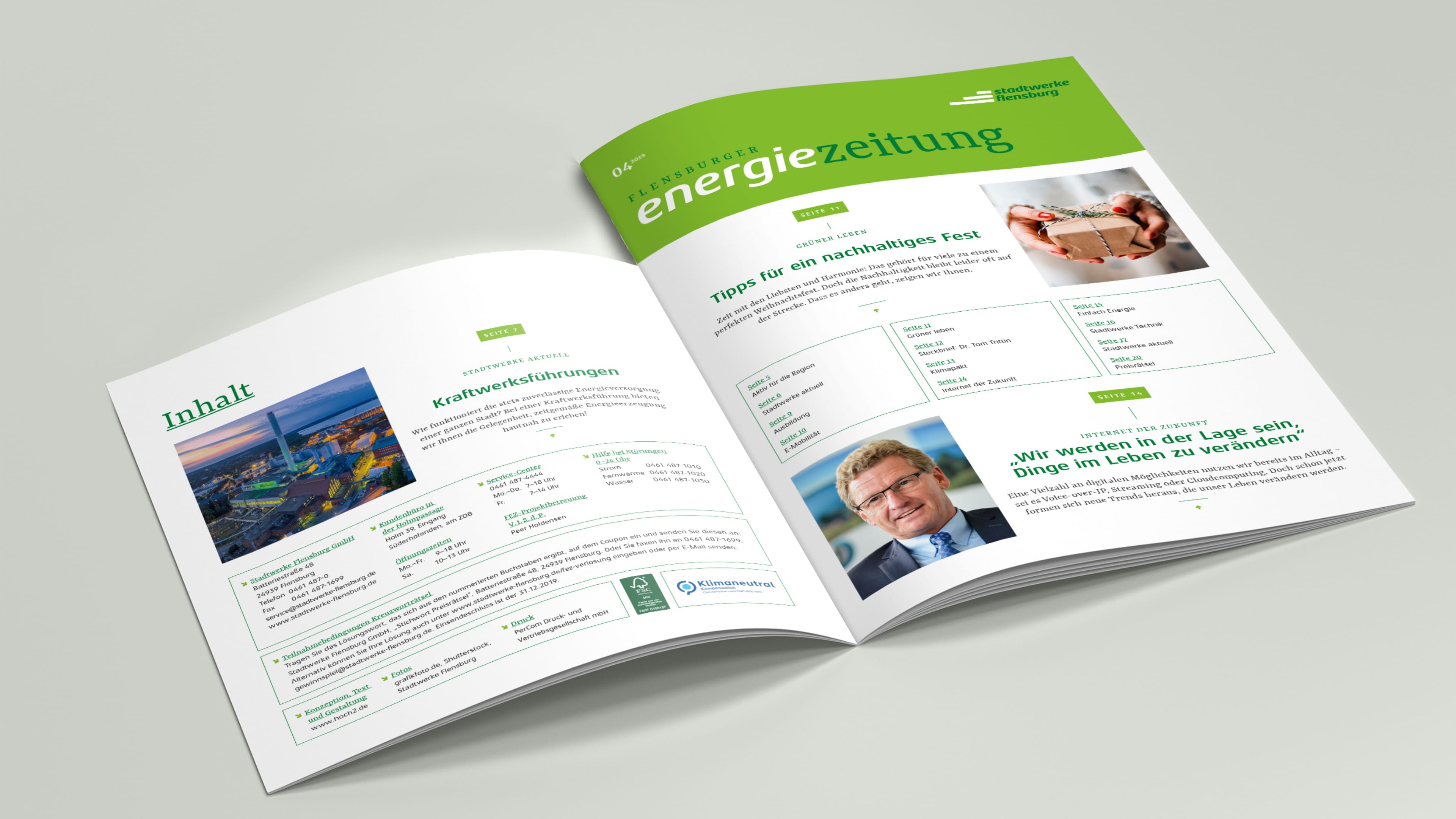 Zwei Seiten mit Artikeln der Stadtwerke