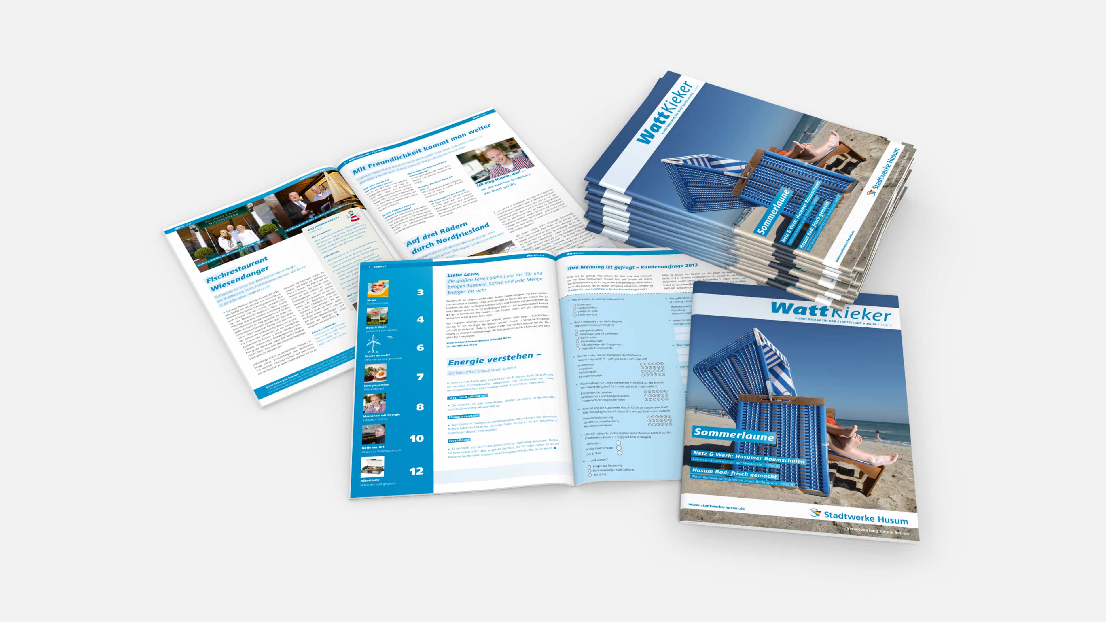 Gestapelte Kataloge des Wattkieker 