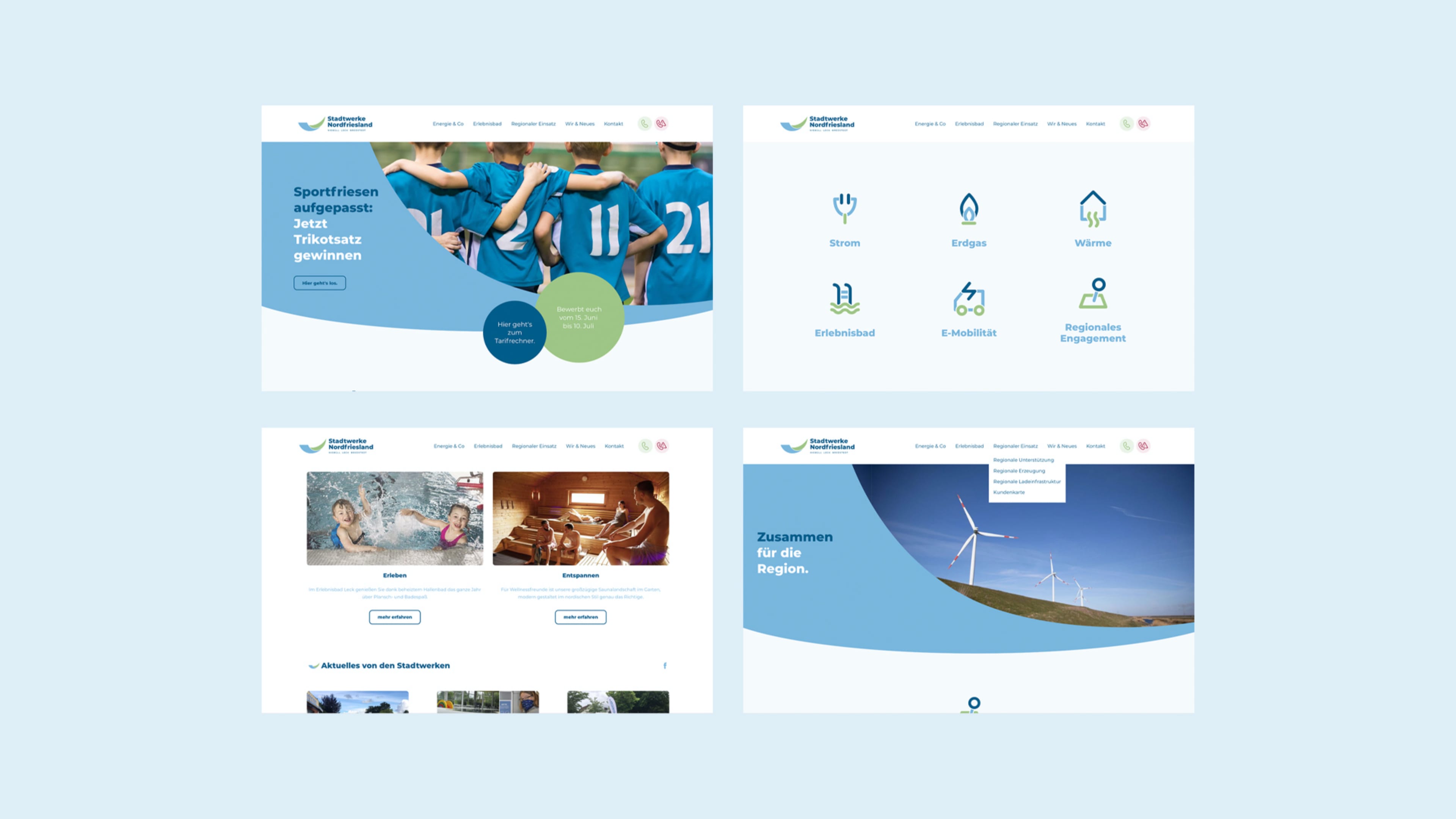 hochzwei_stni_slider_01.jpg Vier Ausschnitte der Stadtwerke Nordfriesland Homepage
