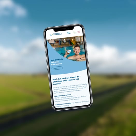 Smartphone Ansicht der Stadtwerke Flensburg Homepage