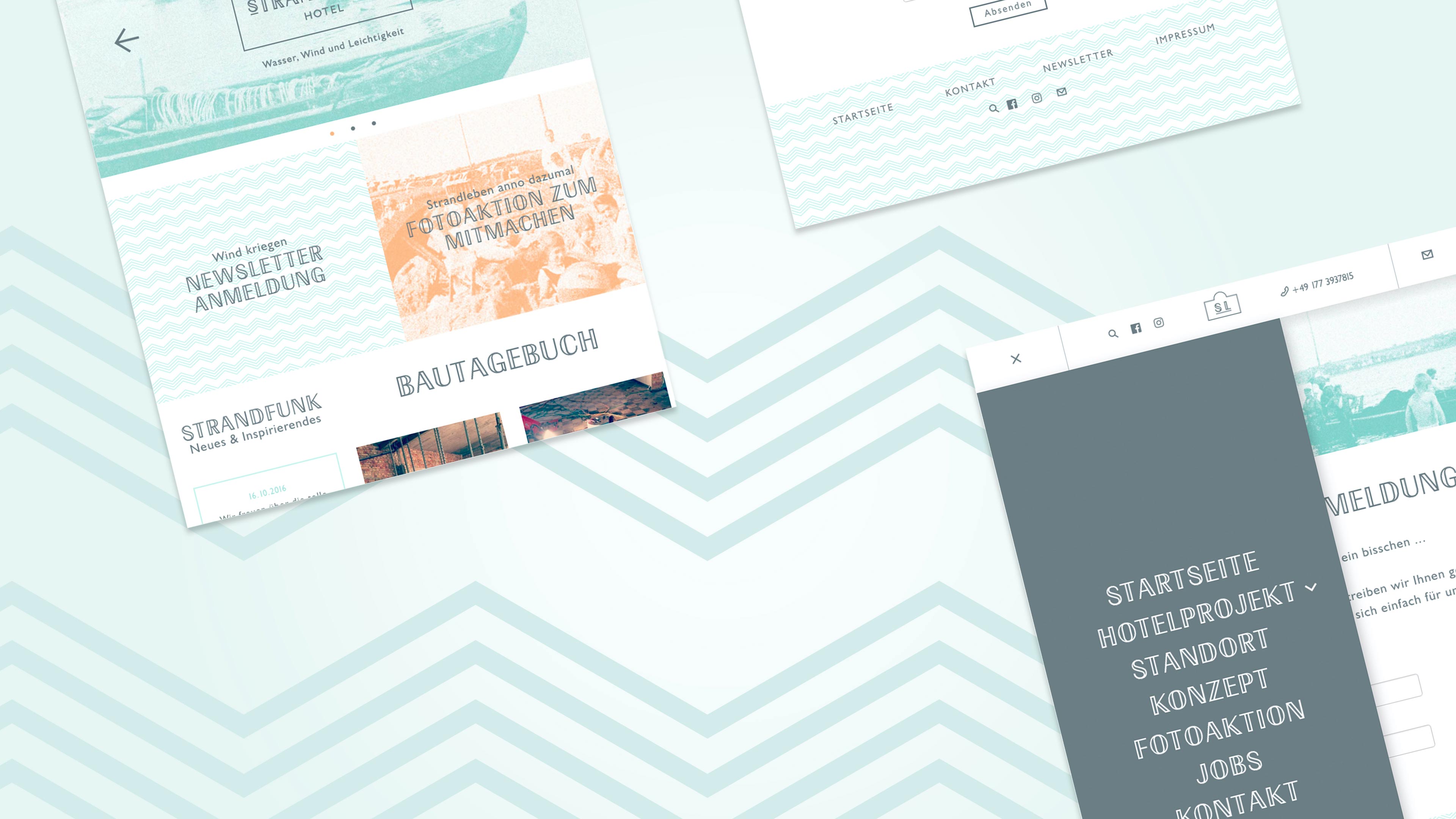 Drei Ausschnitte der Strandleben Homepage