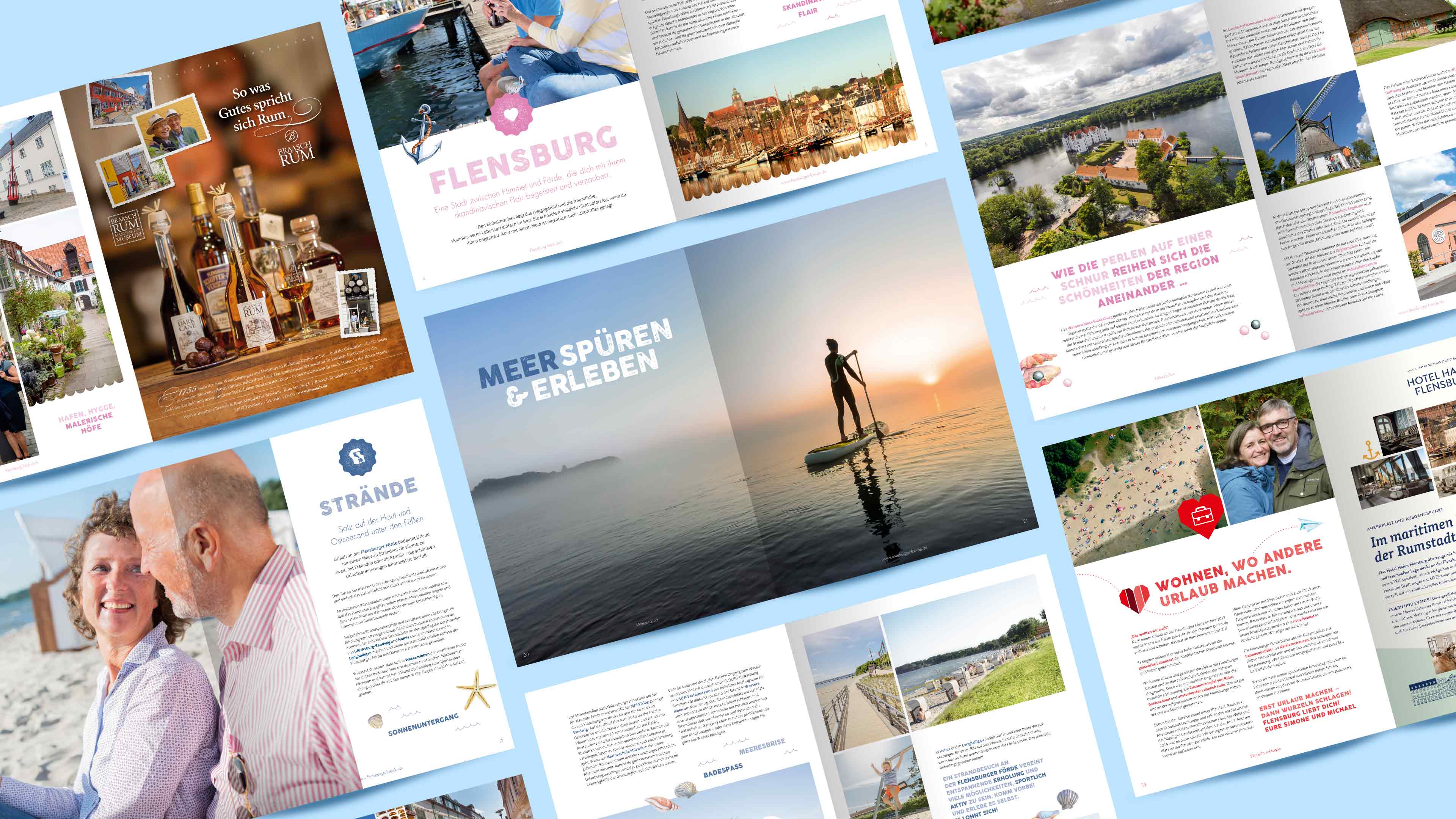 Kataloginhalte dargestellt als aufgeklappte Hefte